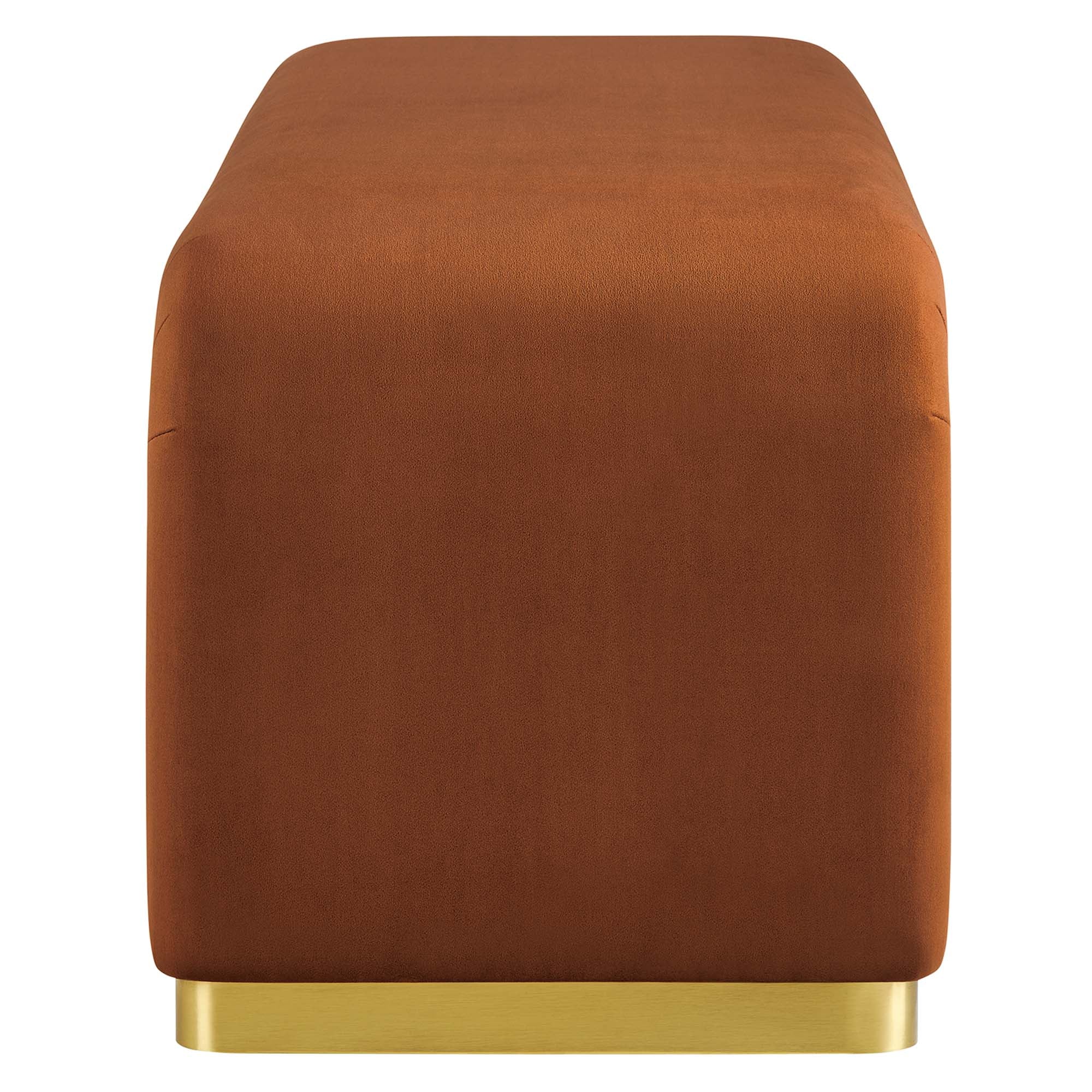 Koda Performance Velvet Waterfall Long Bench, Brass Rust