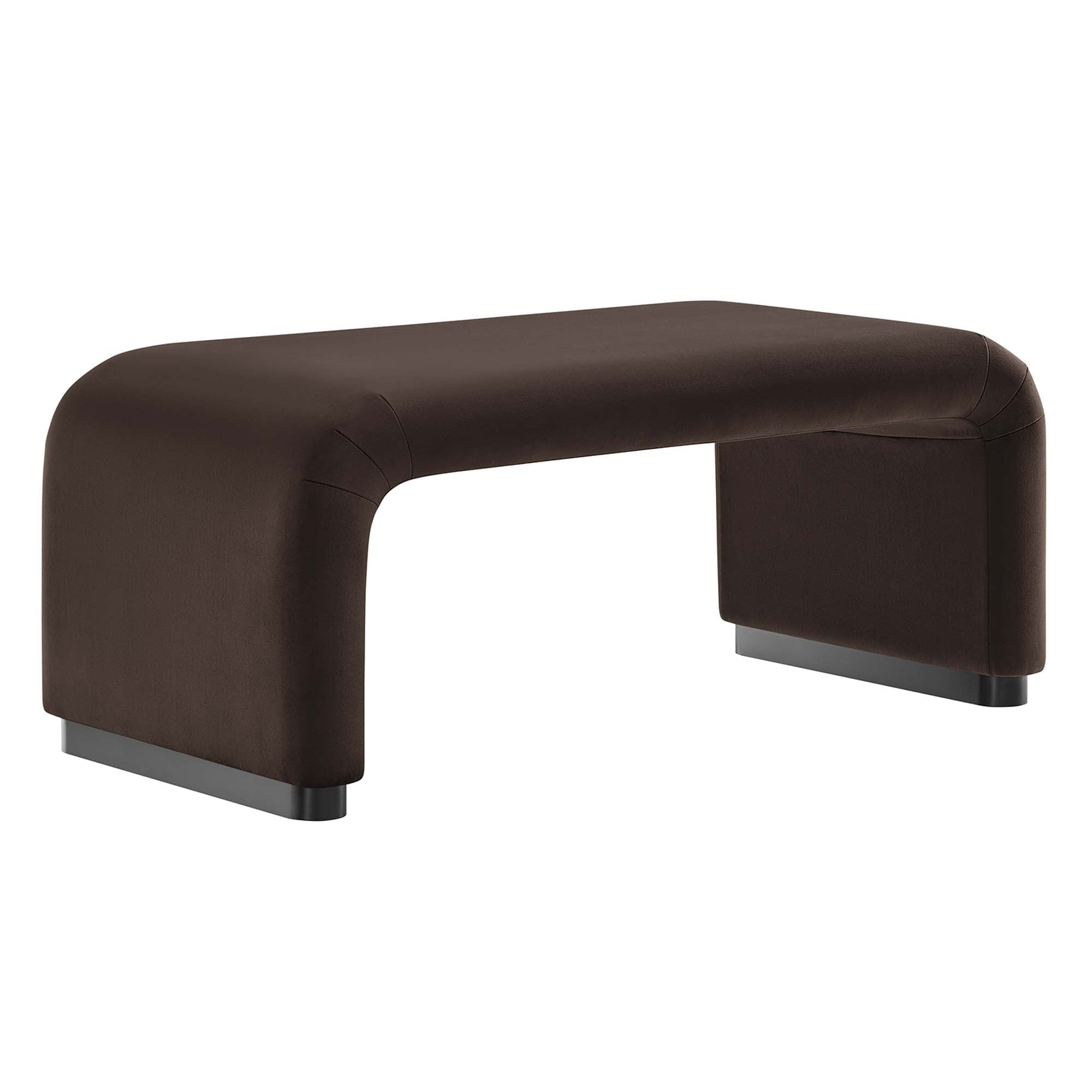 Koda Performance Velvet Waterfall Ottoman, Black Chocolate Brown