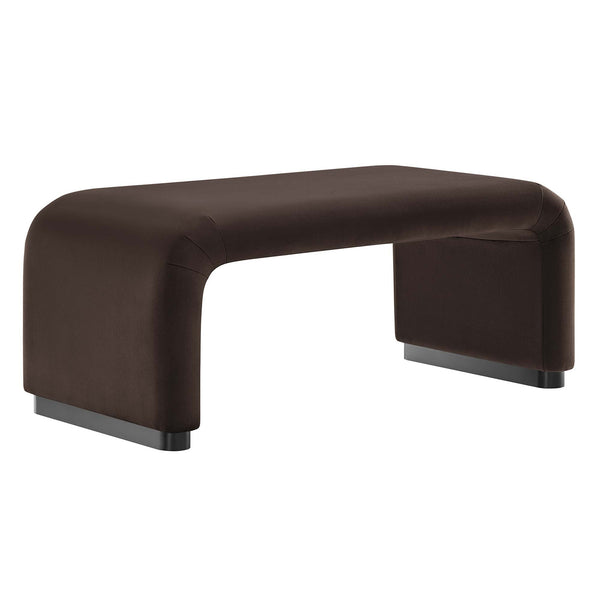 Koda Performance Velvet Waterfall Ottoman, Black Chocolate Brown