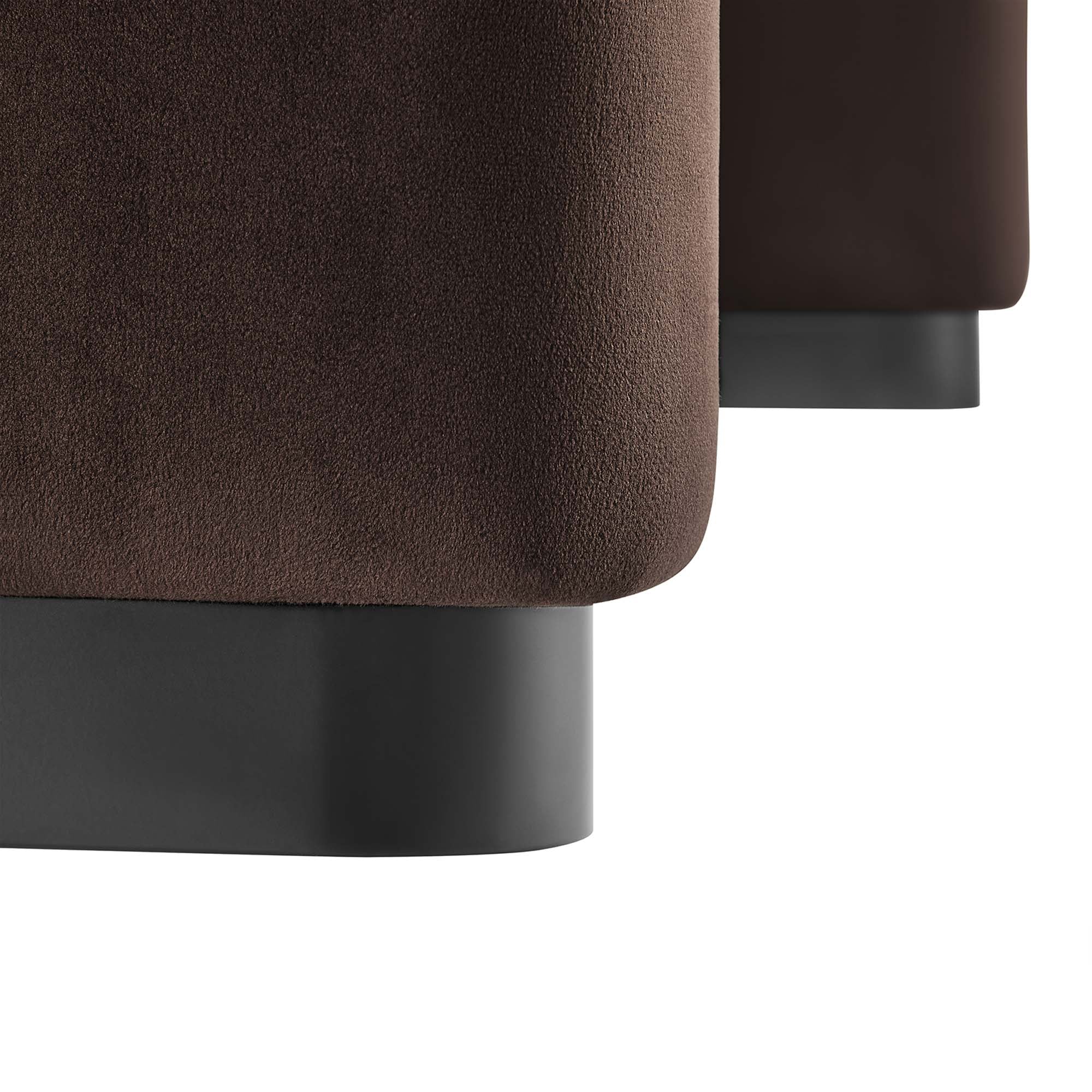 Koda Performance Velvet Waterfall Ottoman, Black Chocolate Brown