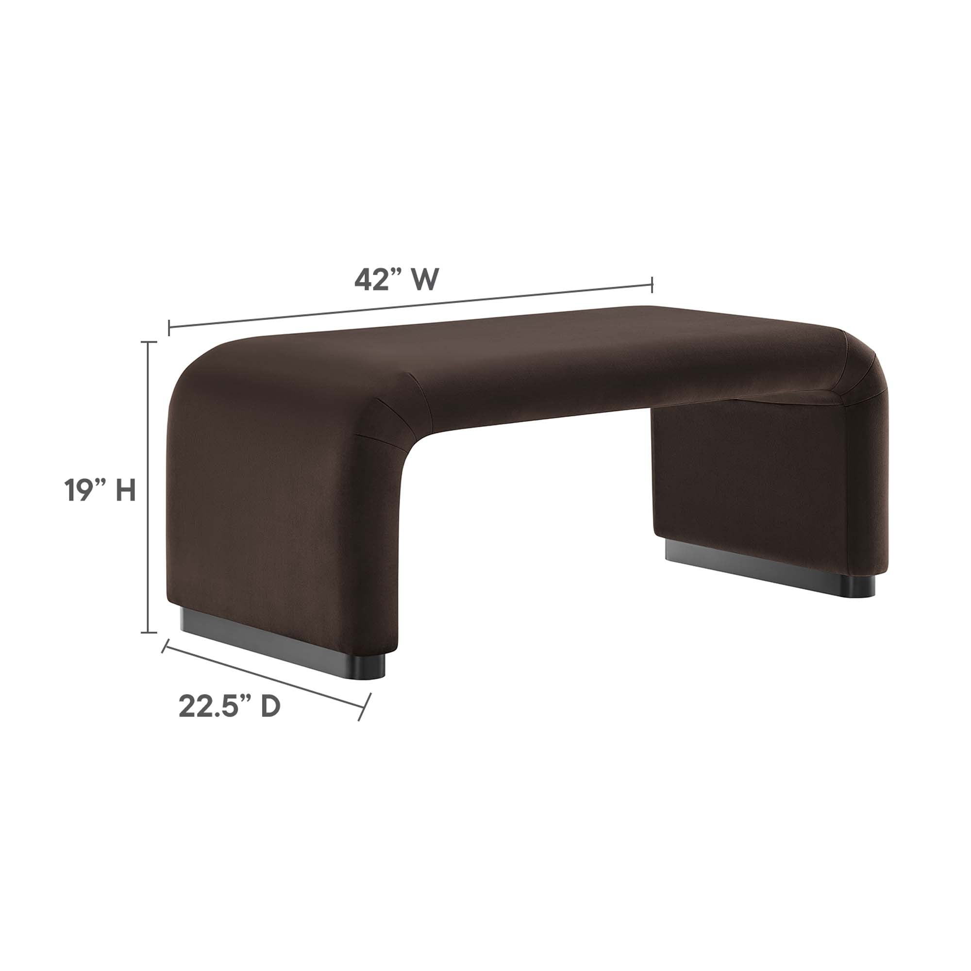 Koda Performance Velvet Waterfall Ottoman, Black Chocolate Brown