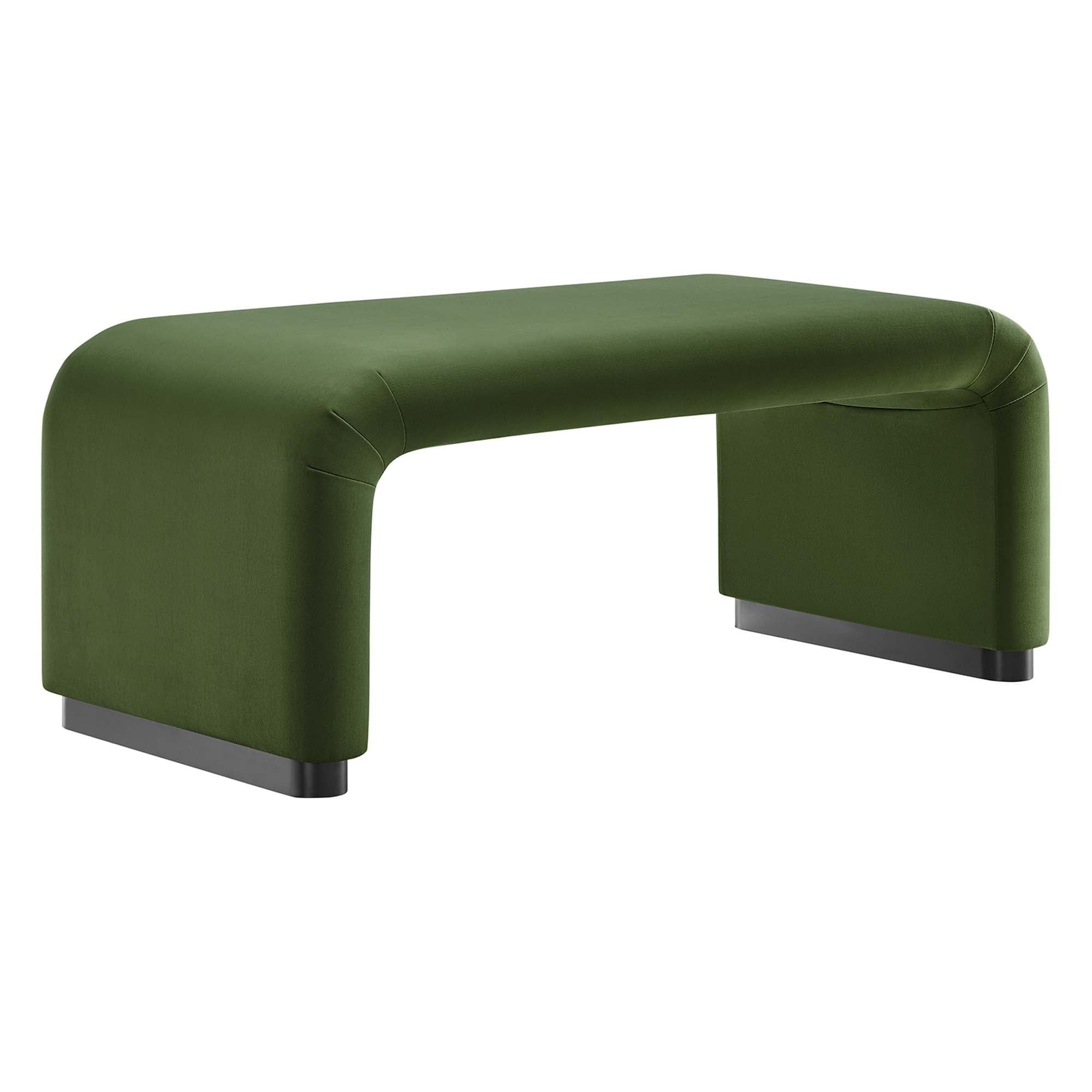 Koda Performance Velvet Waterfall Ottoman, Black Moss Green