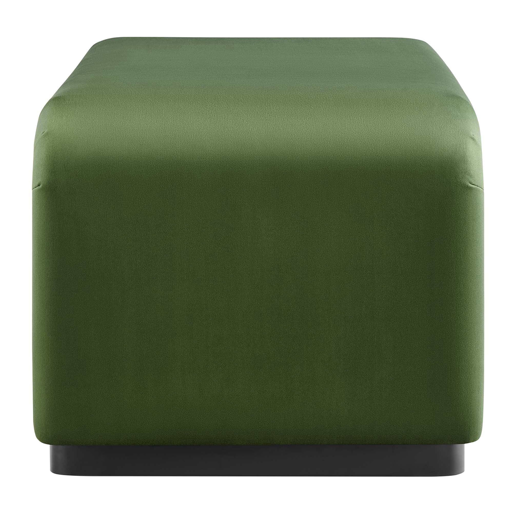 Koda Performance Velvet Waterfall Ottoman, Black Moss Green