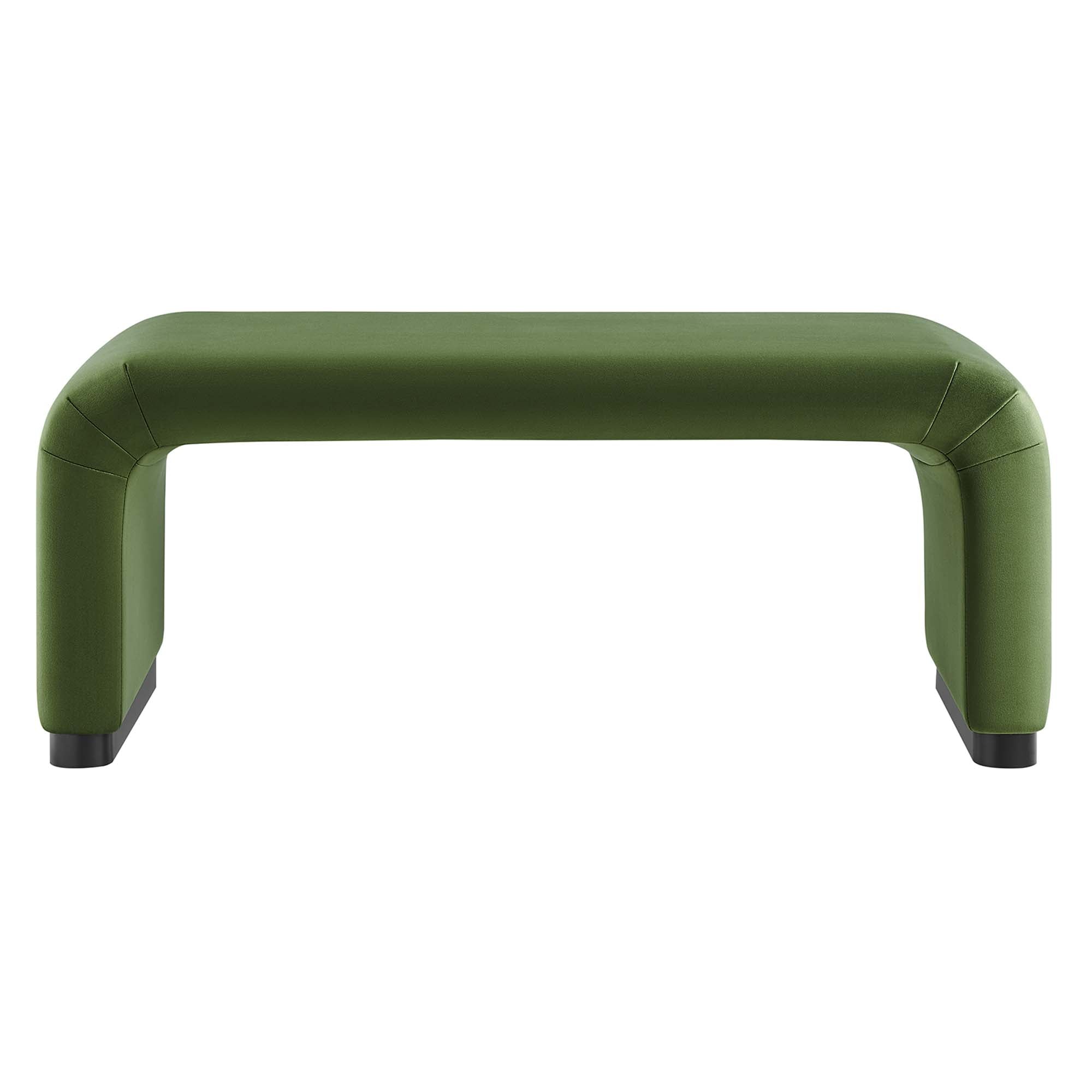 Koda Performance Velvet Waterfall Ottoman, Black Moss Green