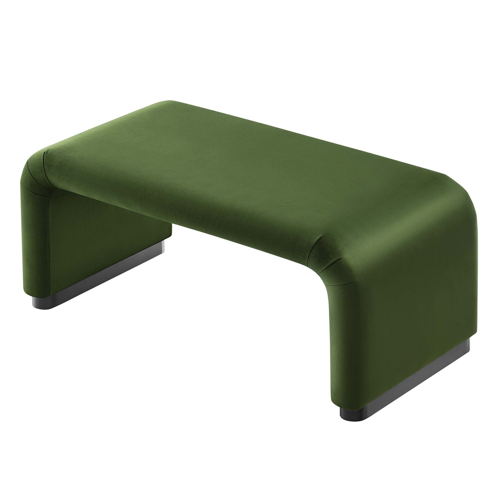 Koda Performance Velvet Waterfall Ottoman, Black Moss Green