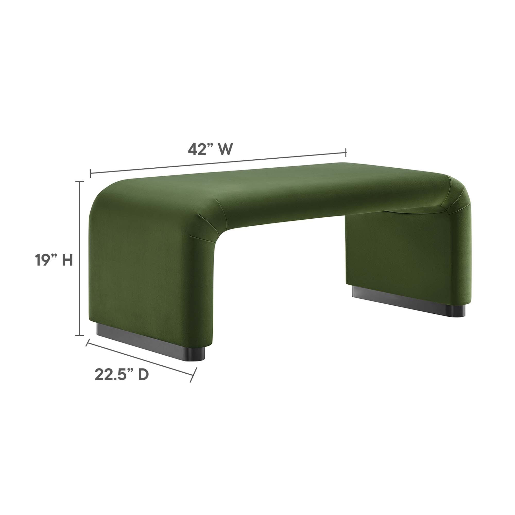 Koda Performance Velvet Waterfall Ottoman, Black Moss Green