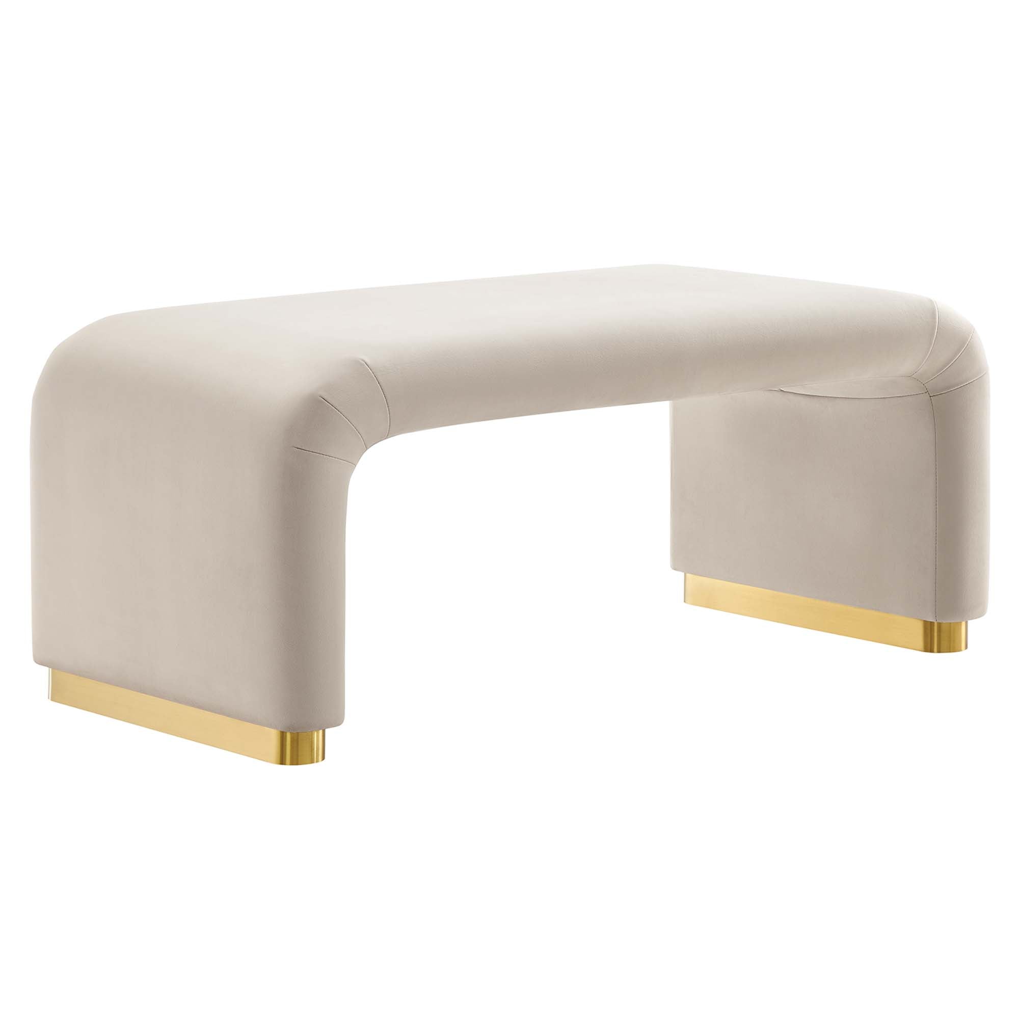 Koda Performance Velvet Waterfall Ottoman, Brass Almond