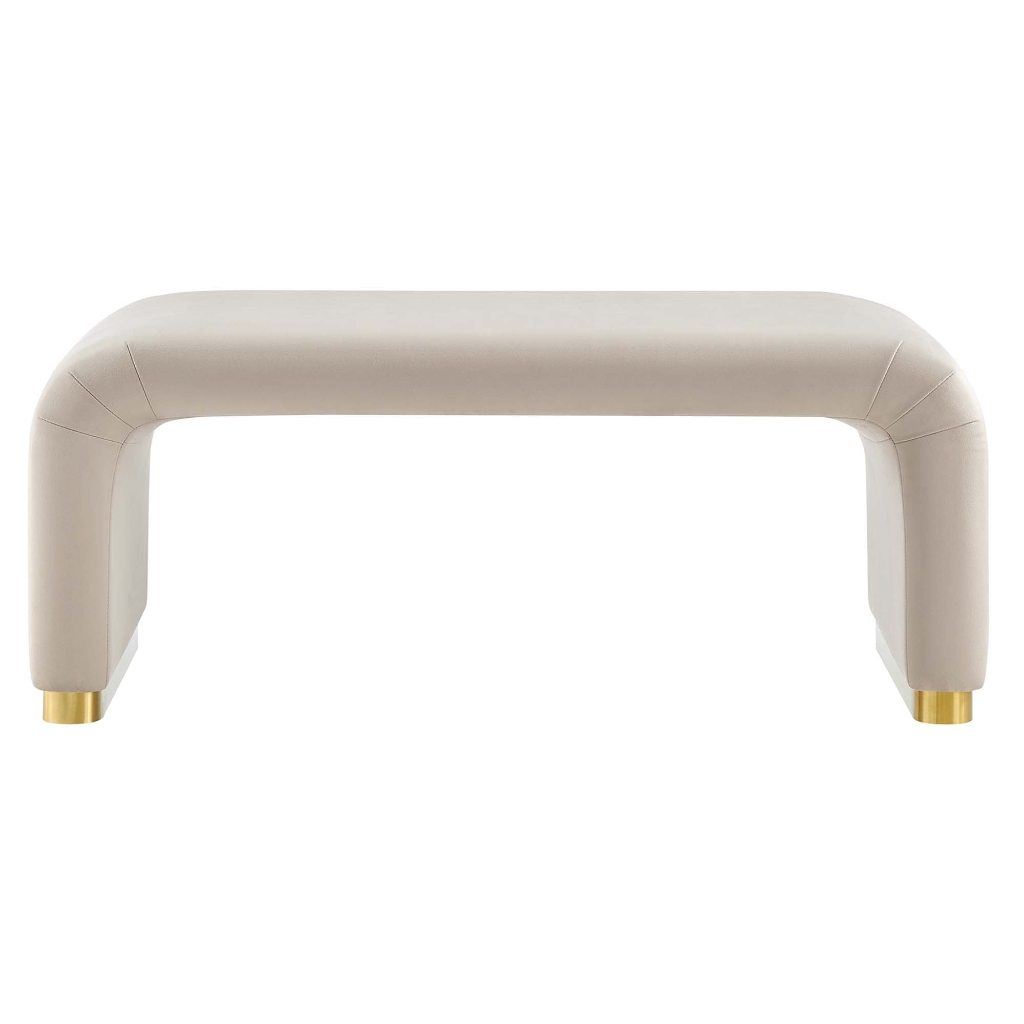 Koda Performance Velvet Waterfall Ottoman, Brass Almond