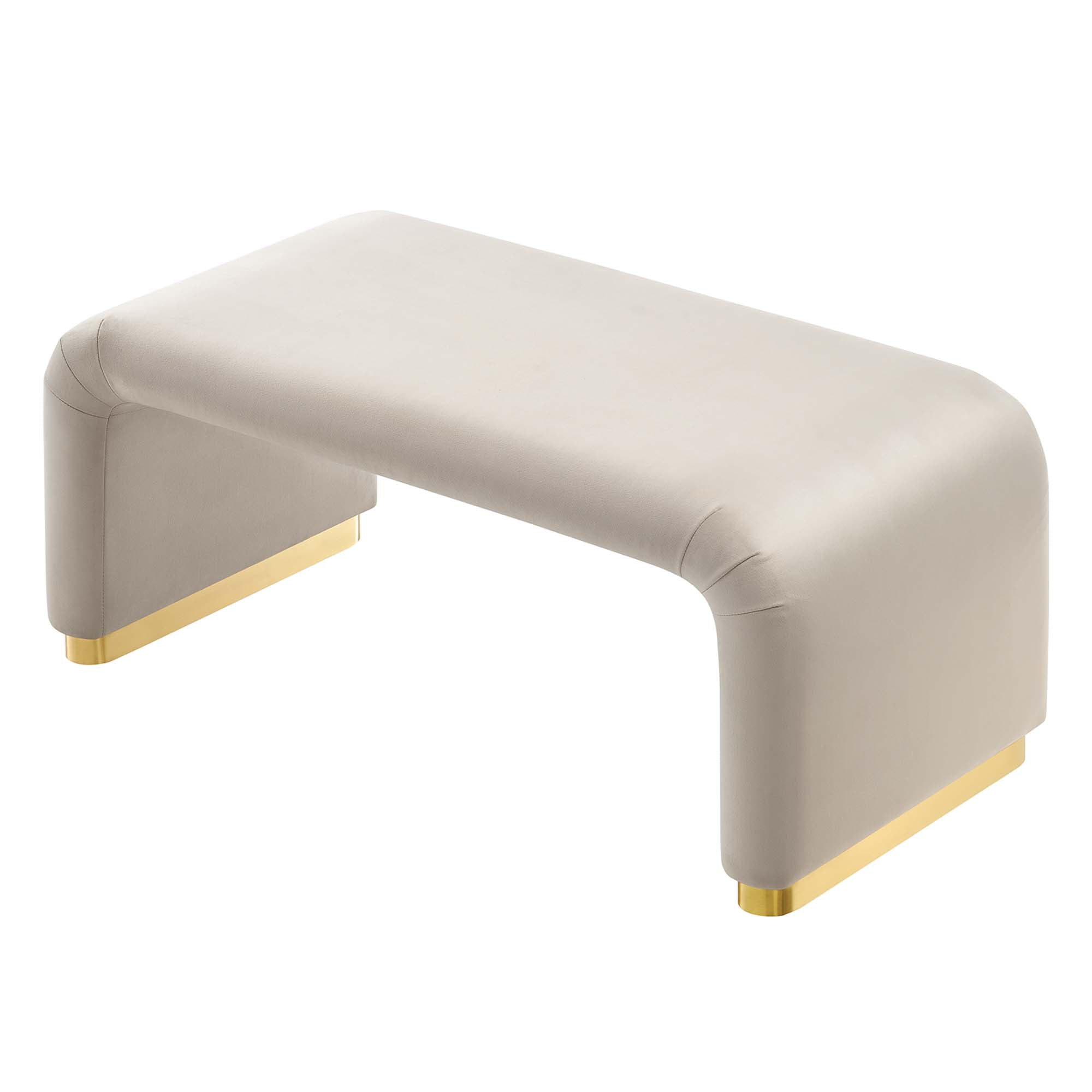 Koda Performance Velvet Waterfall Ottoman, Brass Almond