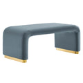 Koda Performance Velvet Waterfall Ottoman, Brass Cadet Blue