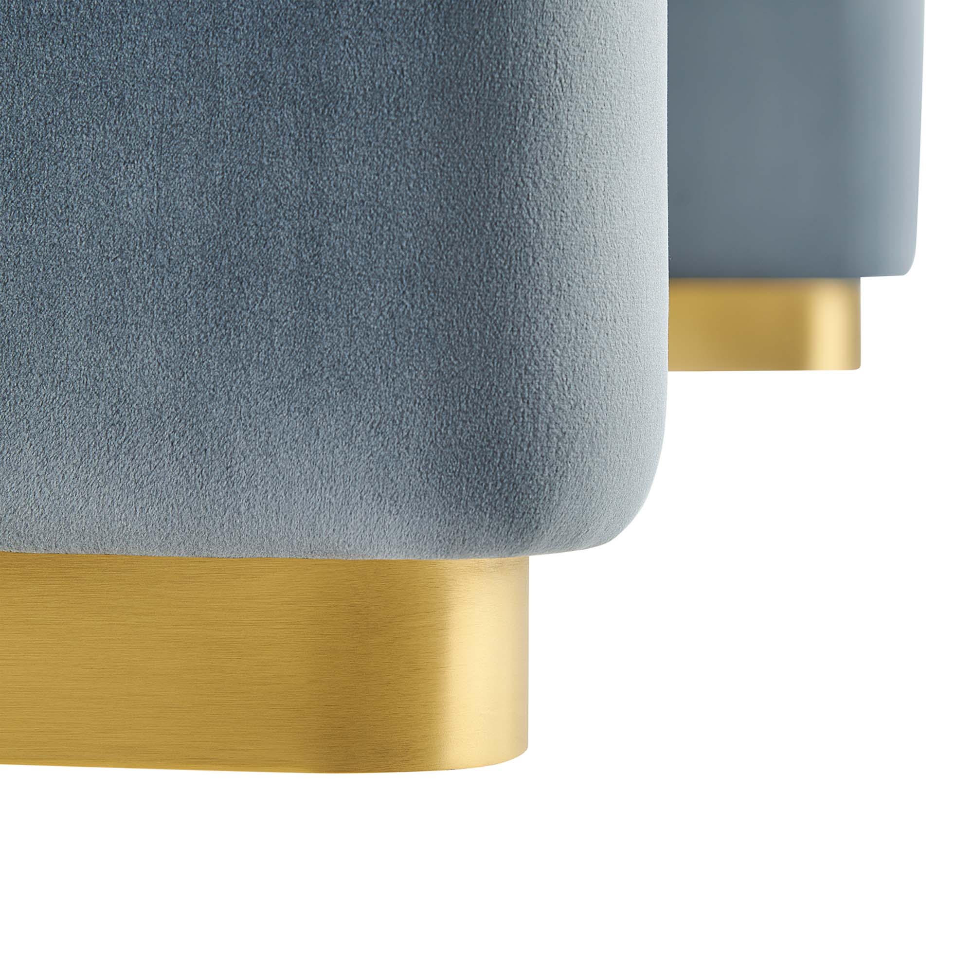 Koda Performance Velvet Waterfall Ottoman, Brass Cadet Blue