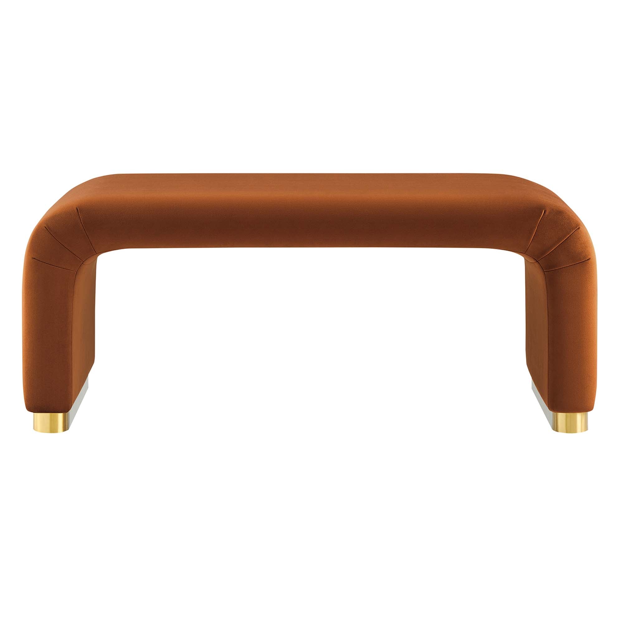 Koda Performance Velvet Waterfall Ottoman, Brass Rust