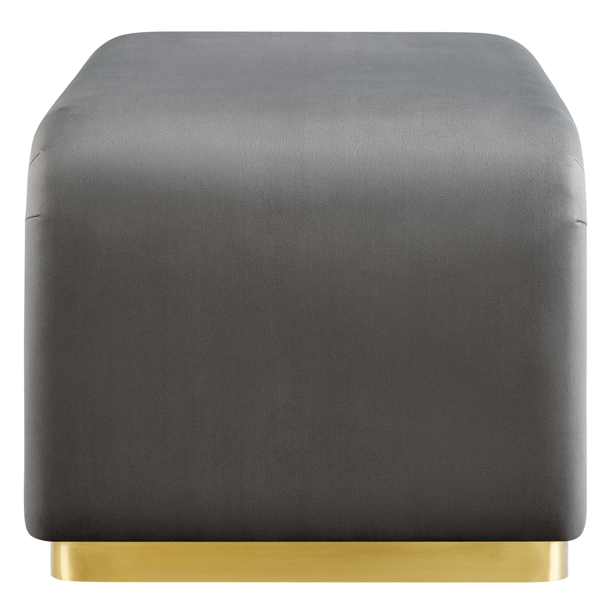 Koda Performance Velvet Waterfall Ottoman, Brass Storm Gray