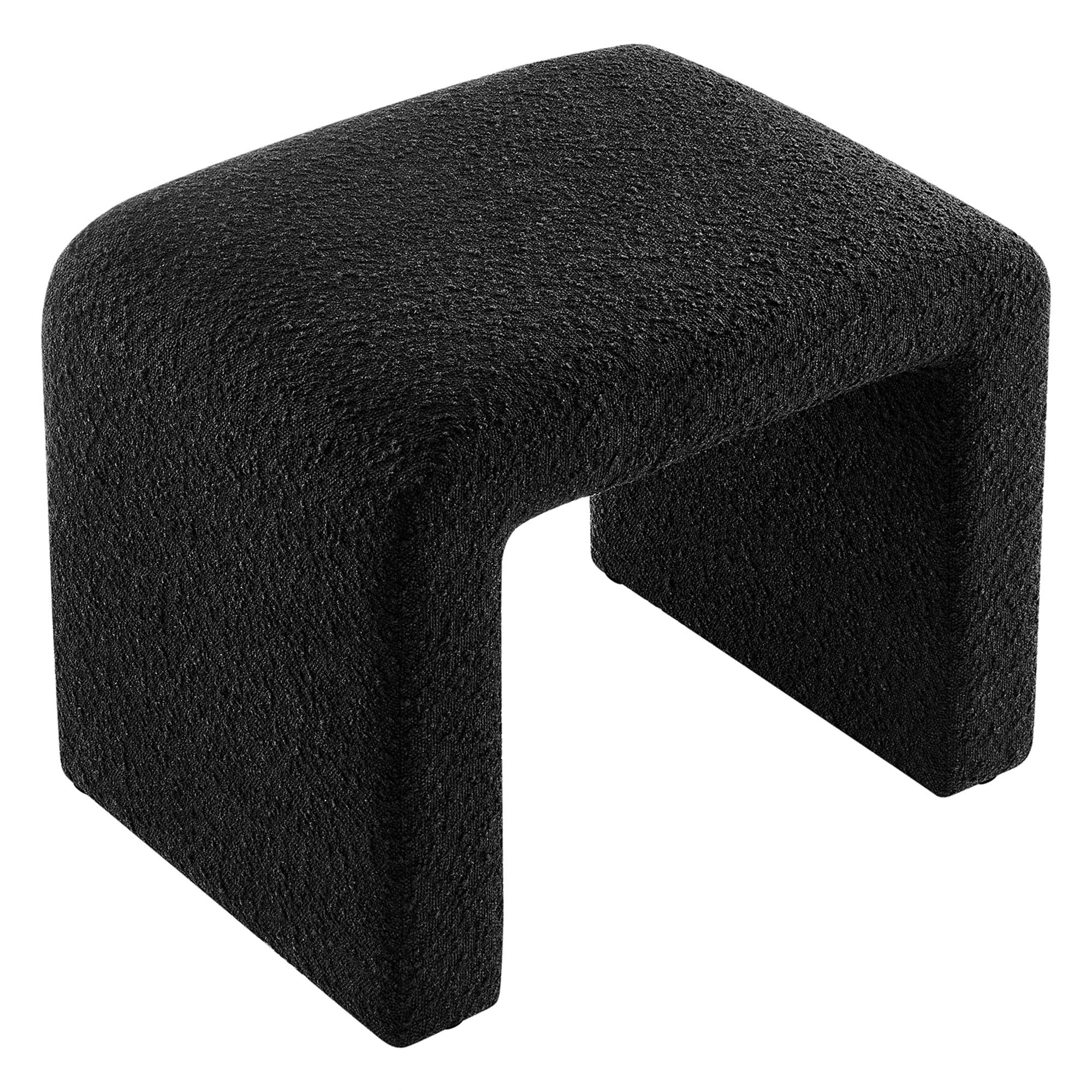 Simba Boucle Fabric Waterfall Stool, Black