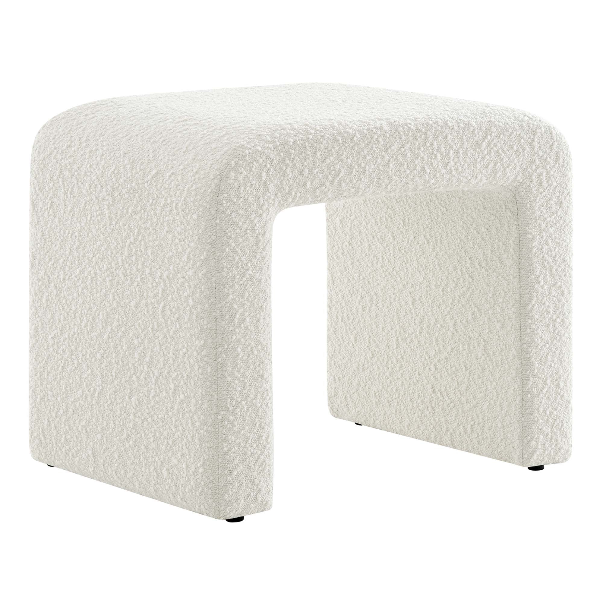Simba Boucle Fabric Waterfall Stool, Ivory