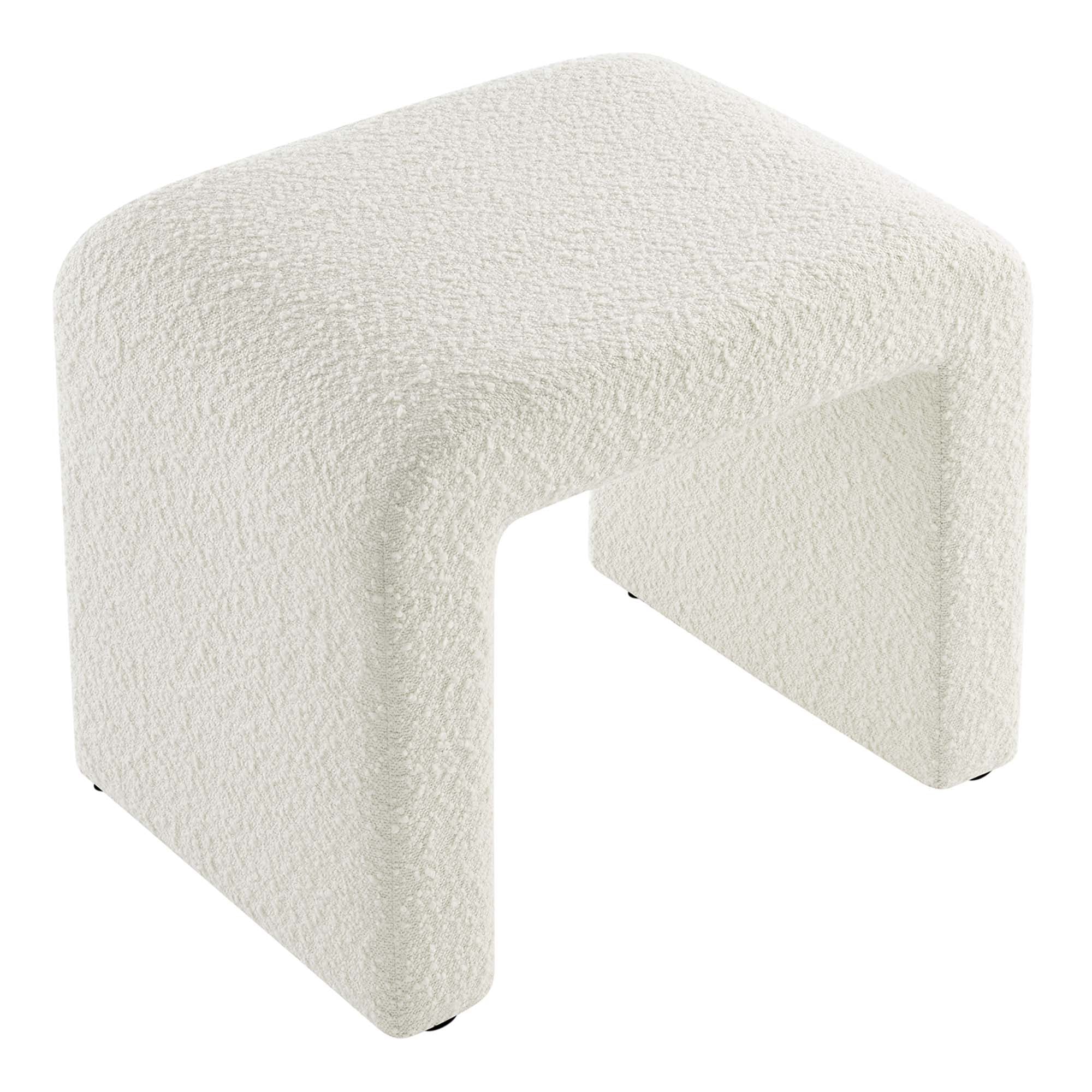 Simba Boucle Fabric Waterfall Stool, Ivory