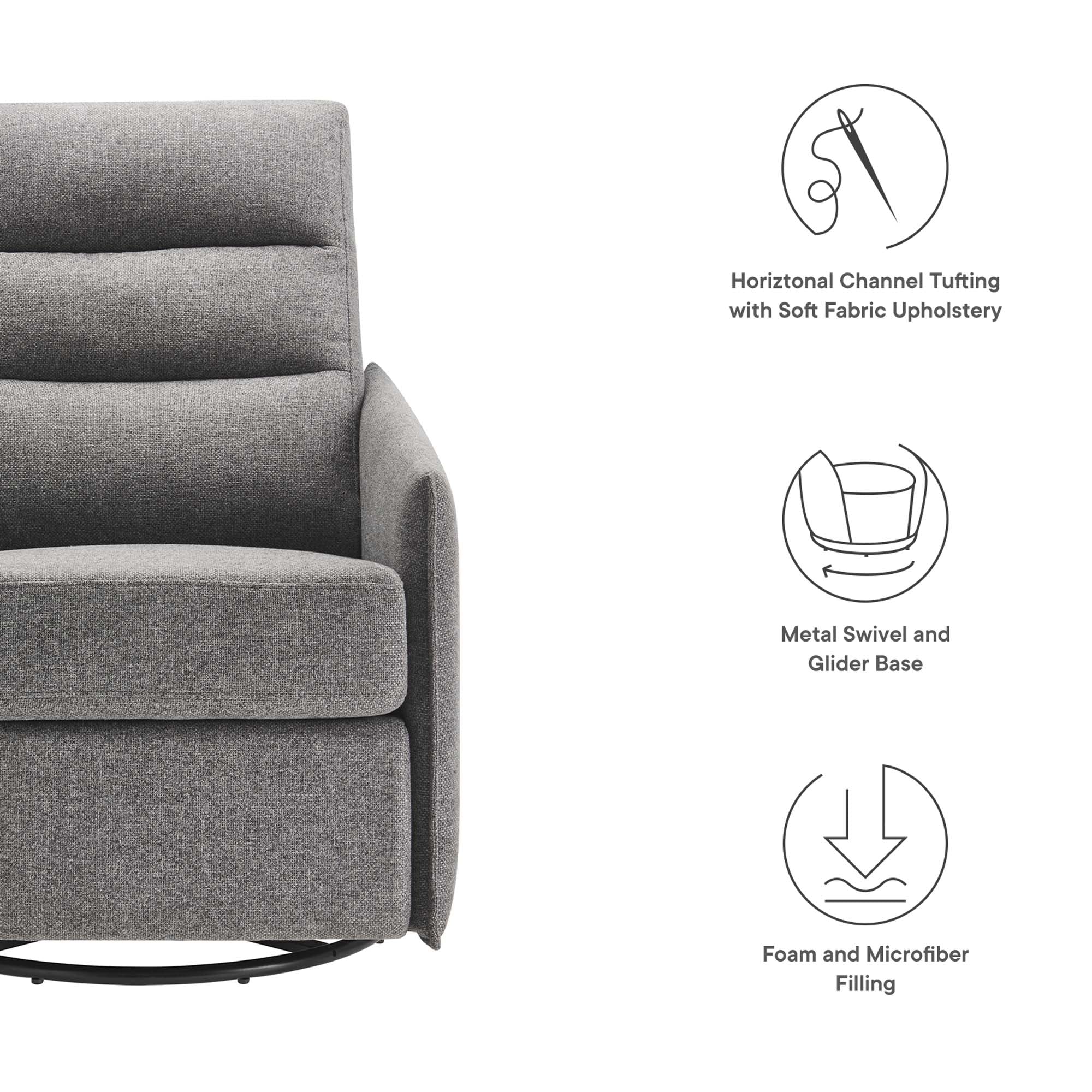 Etta Upholstered Fabric Lounge Chair, Light Gray