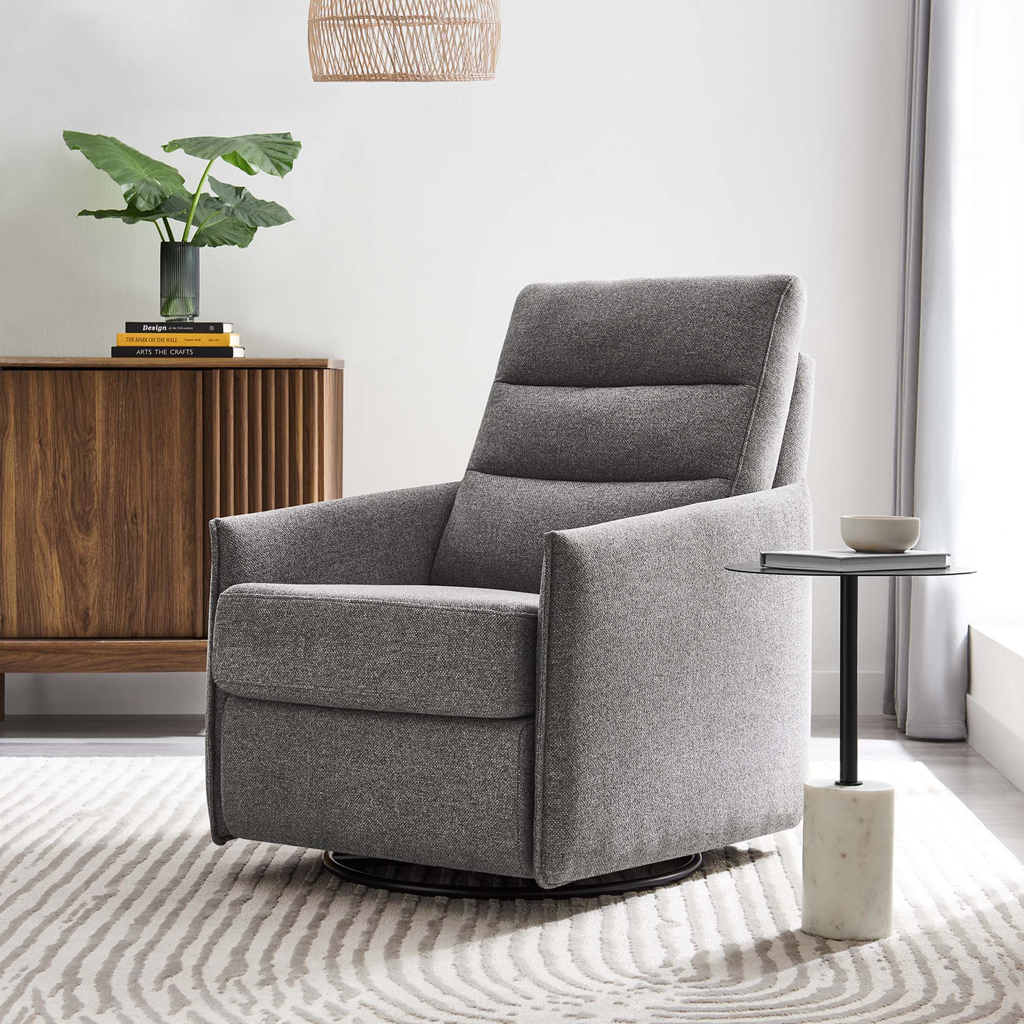 Etta Upholstered Fabric Lounge Chair, Light Gray