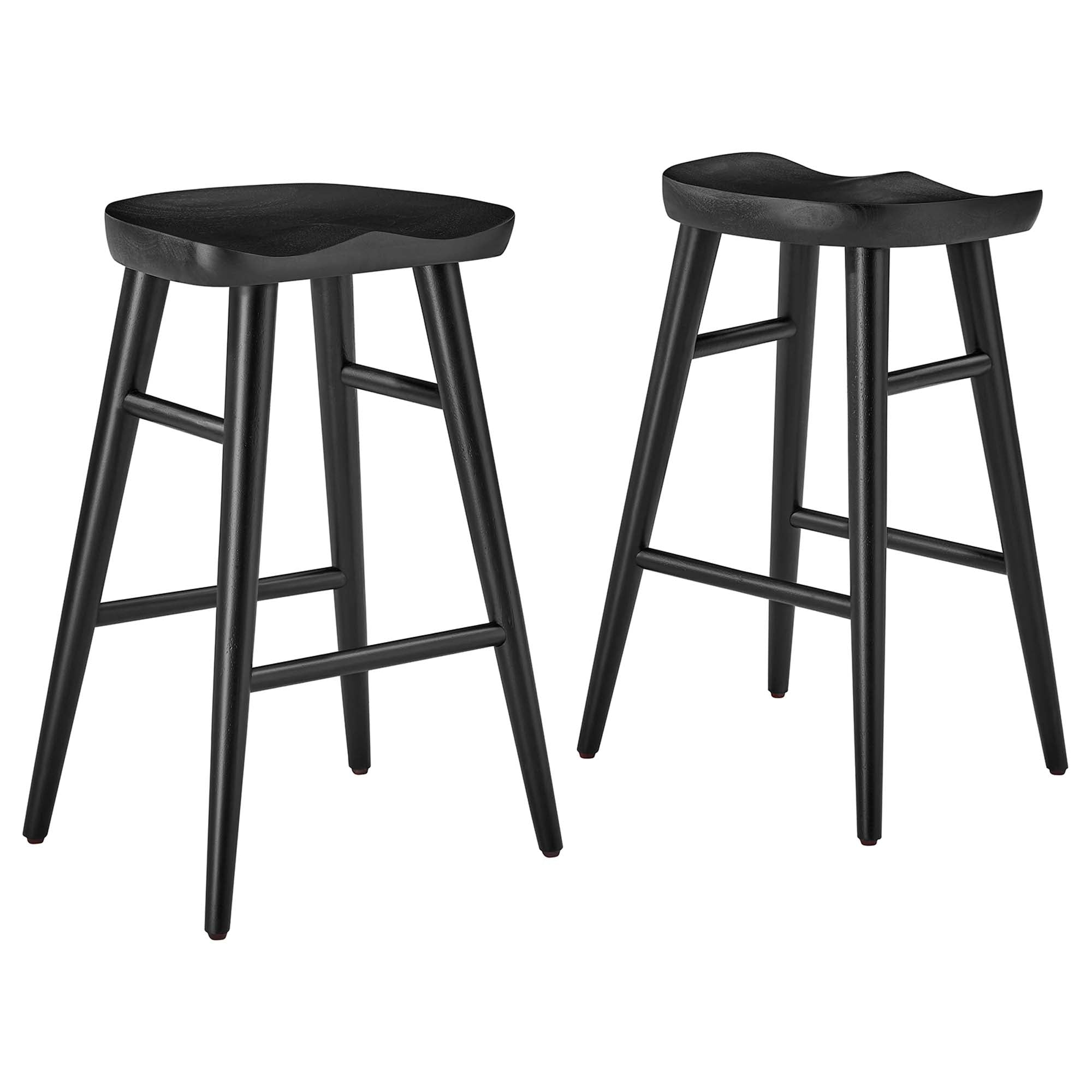 Saville Backless Wood Counter Stools Set of 2, Black