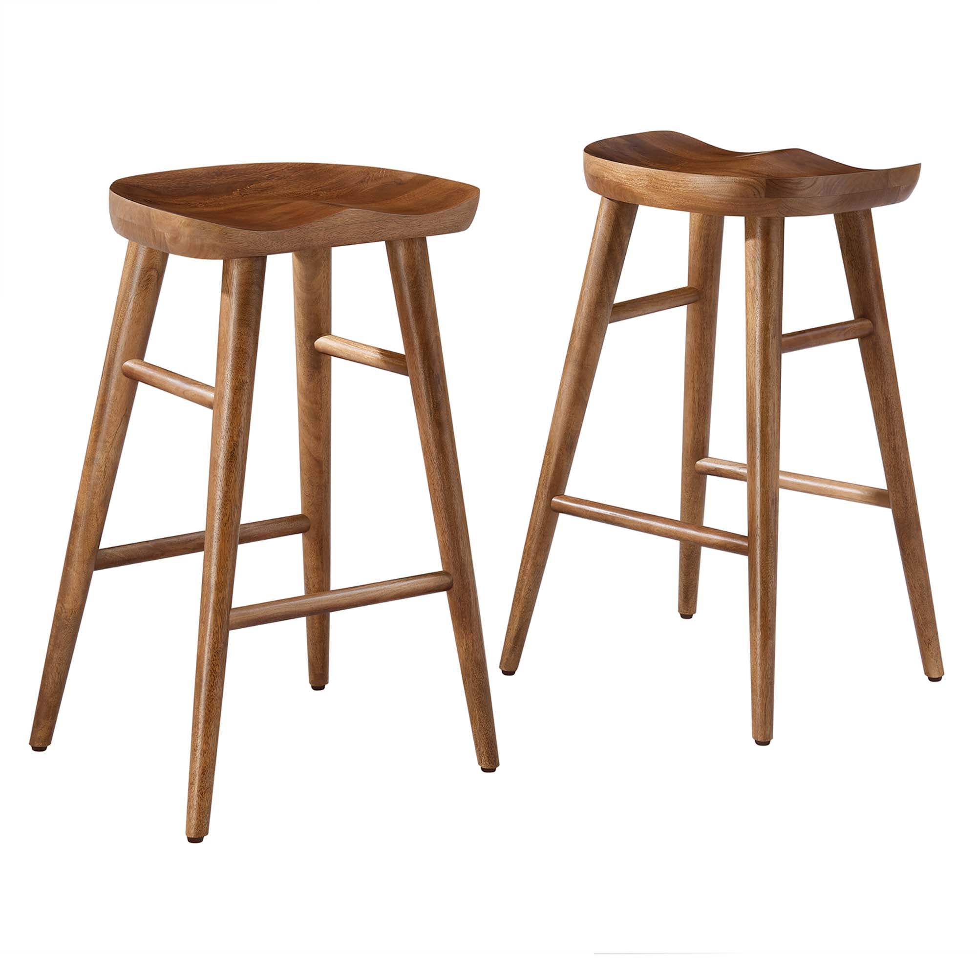 Saville Backless Wood Counter Stools Set of 2, Walnut