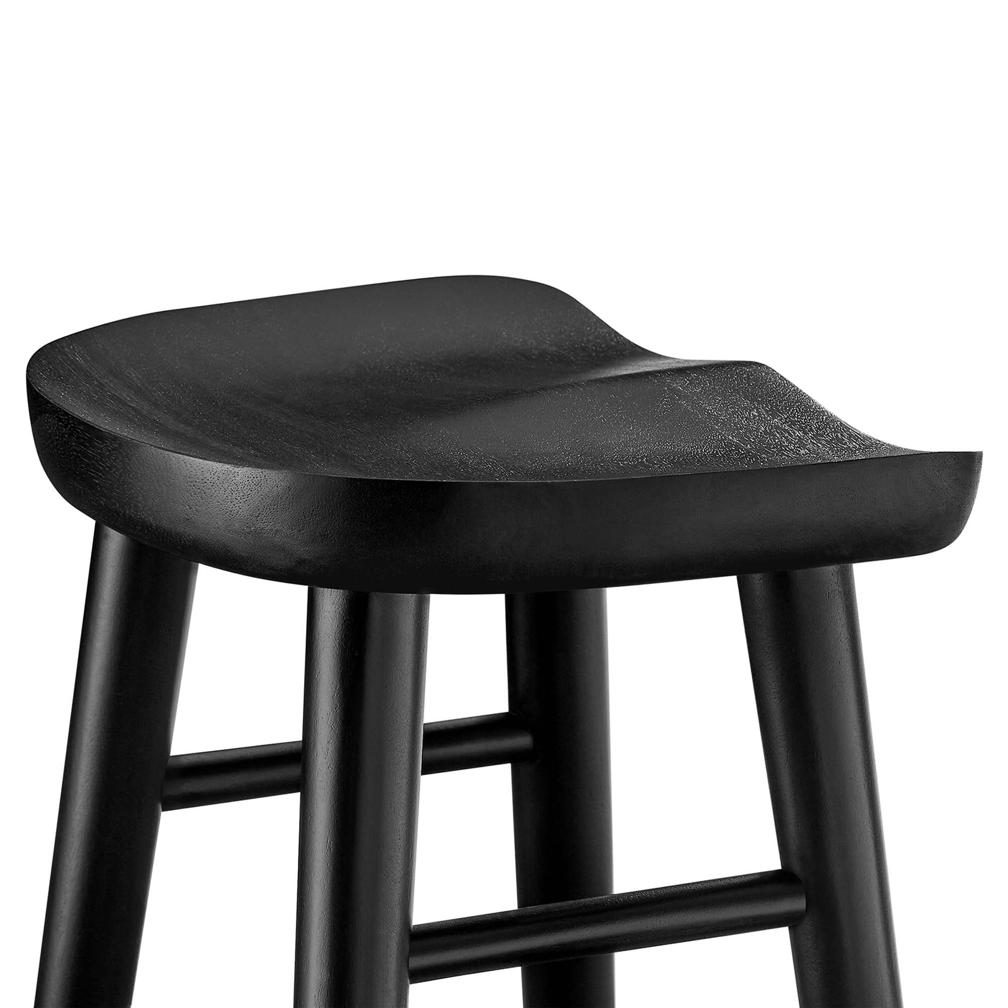 Saville Backless Wood Bar Stools Set of 2, Black