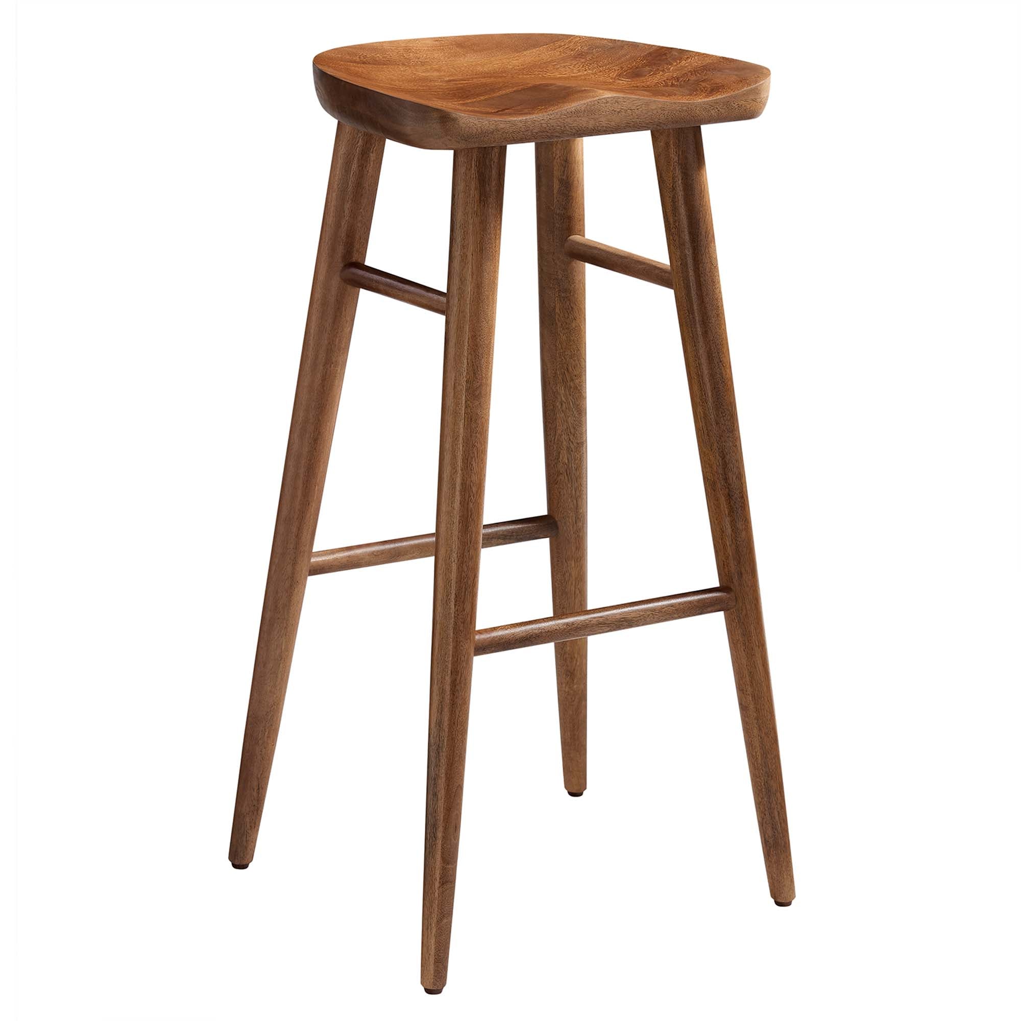 Saville Backless Wood Bar Stools Set of 2, Walnut