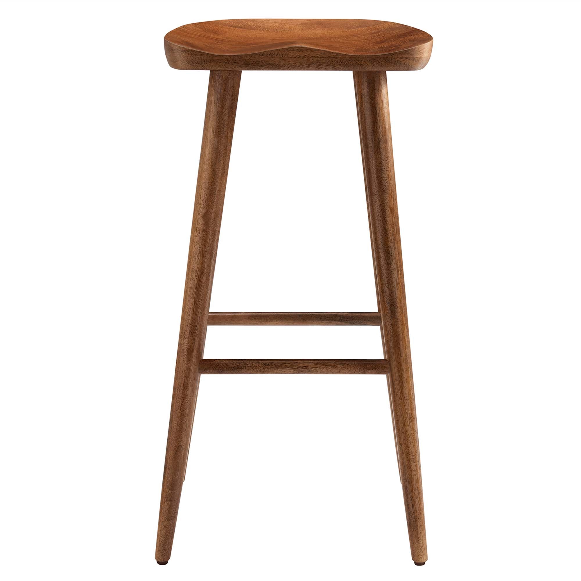 Saville Backless Wood Bar Stools Set of 2, Walnut