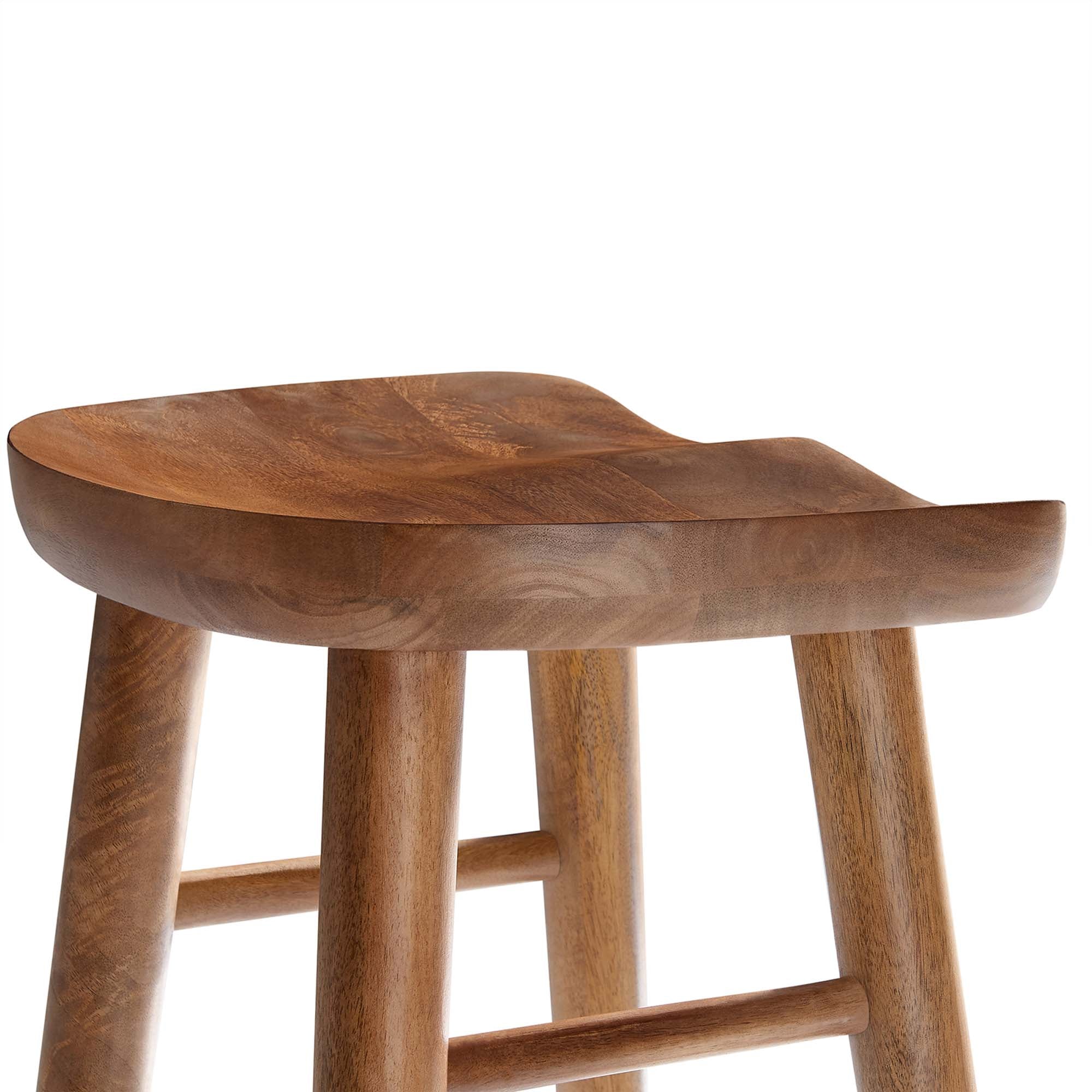 Saville Backless Wood Bar Stools Set of 2, Walnut