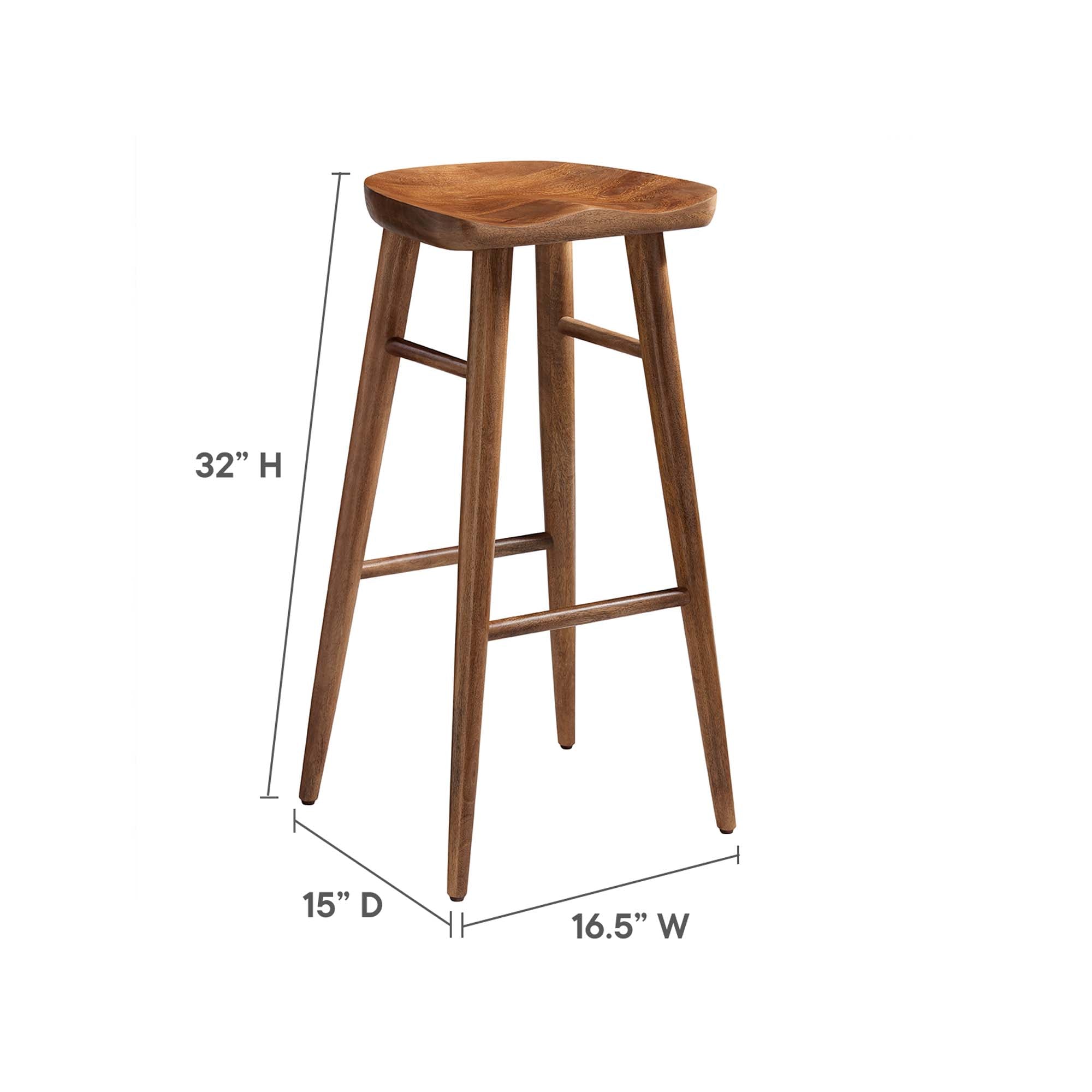 Saville Backless Wood Bar Stools Set of 2, Walnut