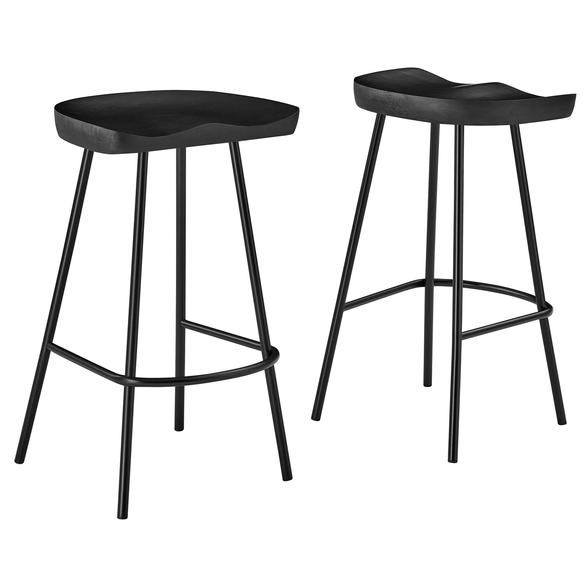 Concord Backless Wood Counter Stools Set of 2, Black