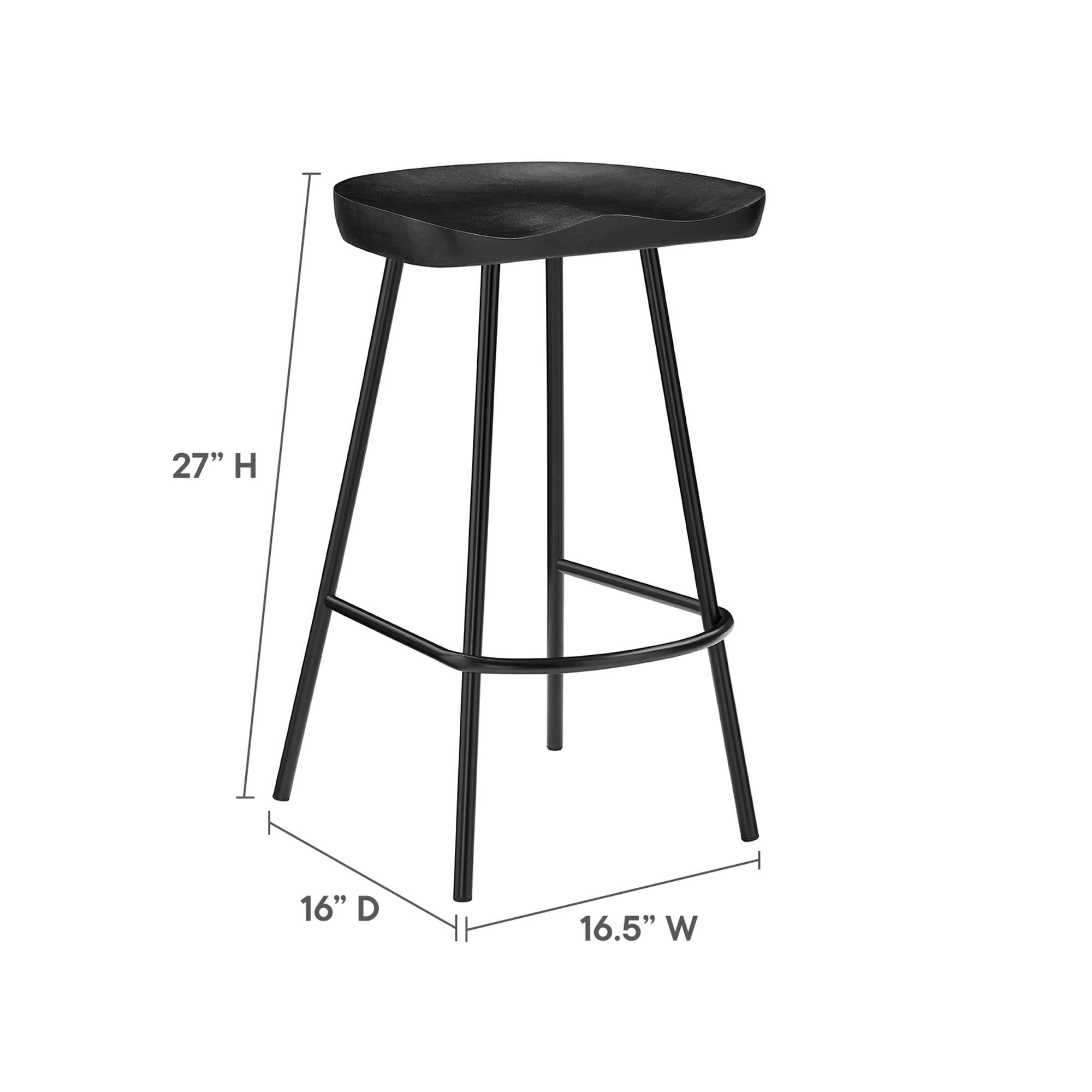Concord Backless Wood Counter Stools Set of 2, Black