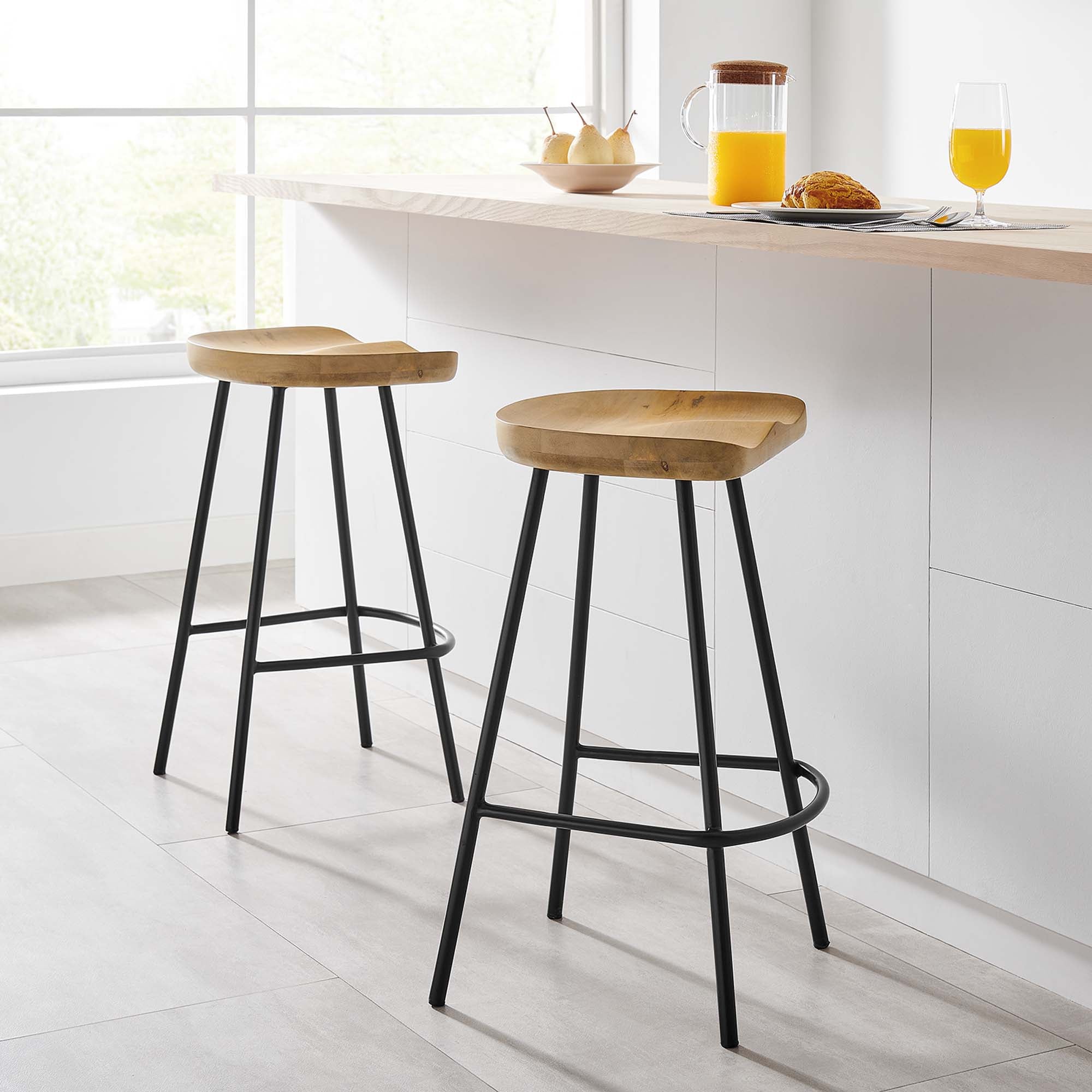 Concord Backless Wood Counter Stools Set of 2, Oak