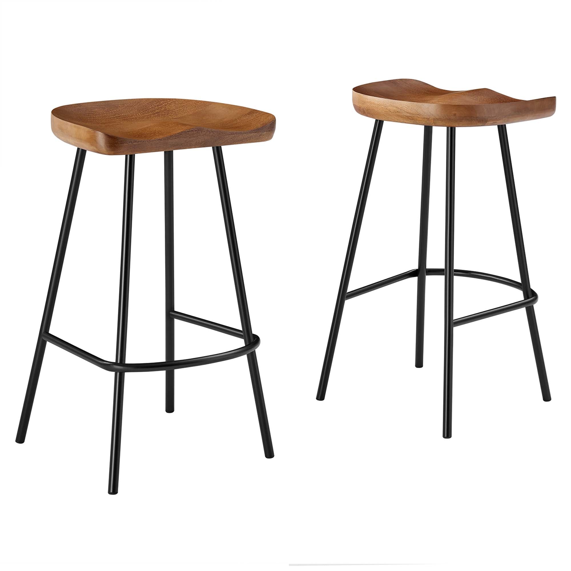 Concord Backless Wood Counter Stools Set of 2, Walnut