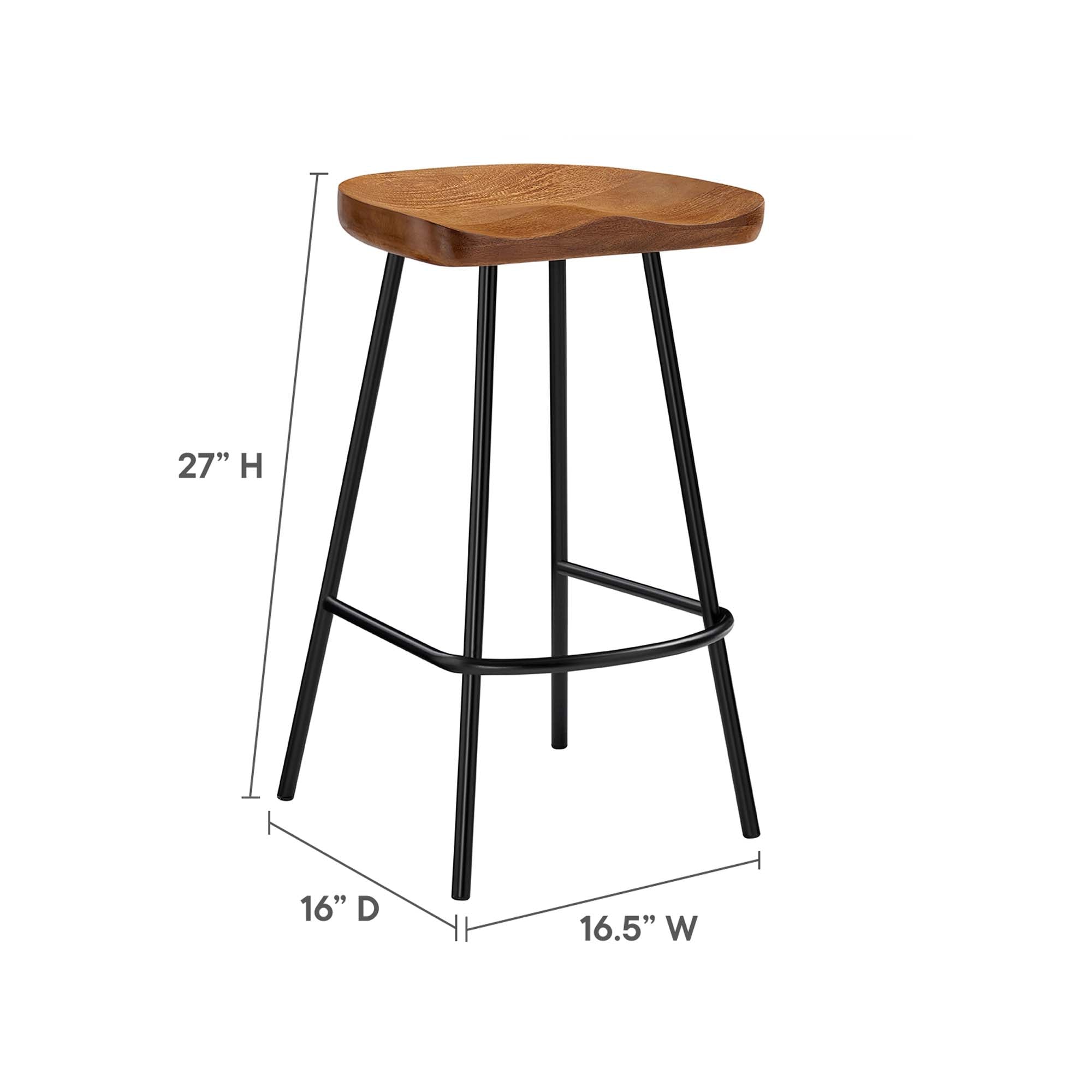 Concord Backless Wood Counter Stools Set of 2, Walnut