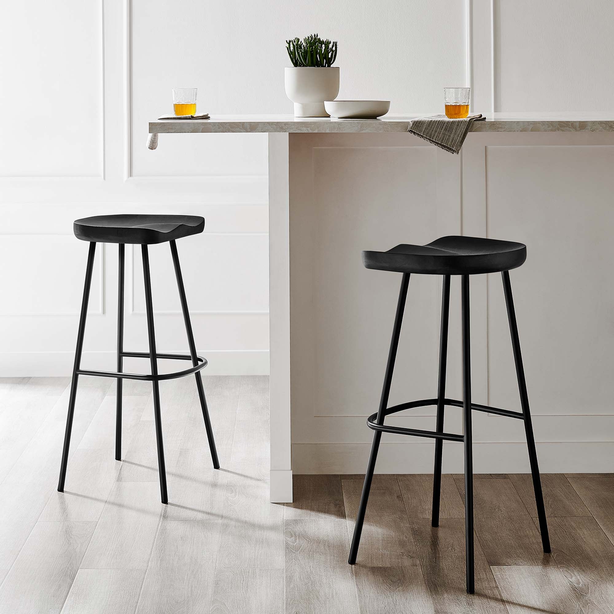 Concord Backless Wood Bar Stools Set of 2, Black