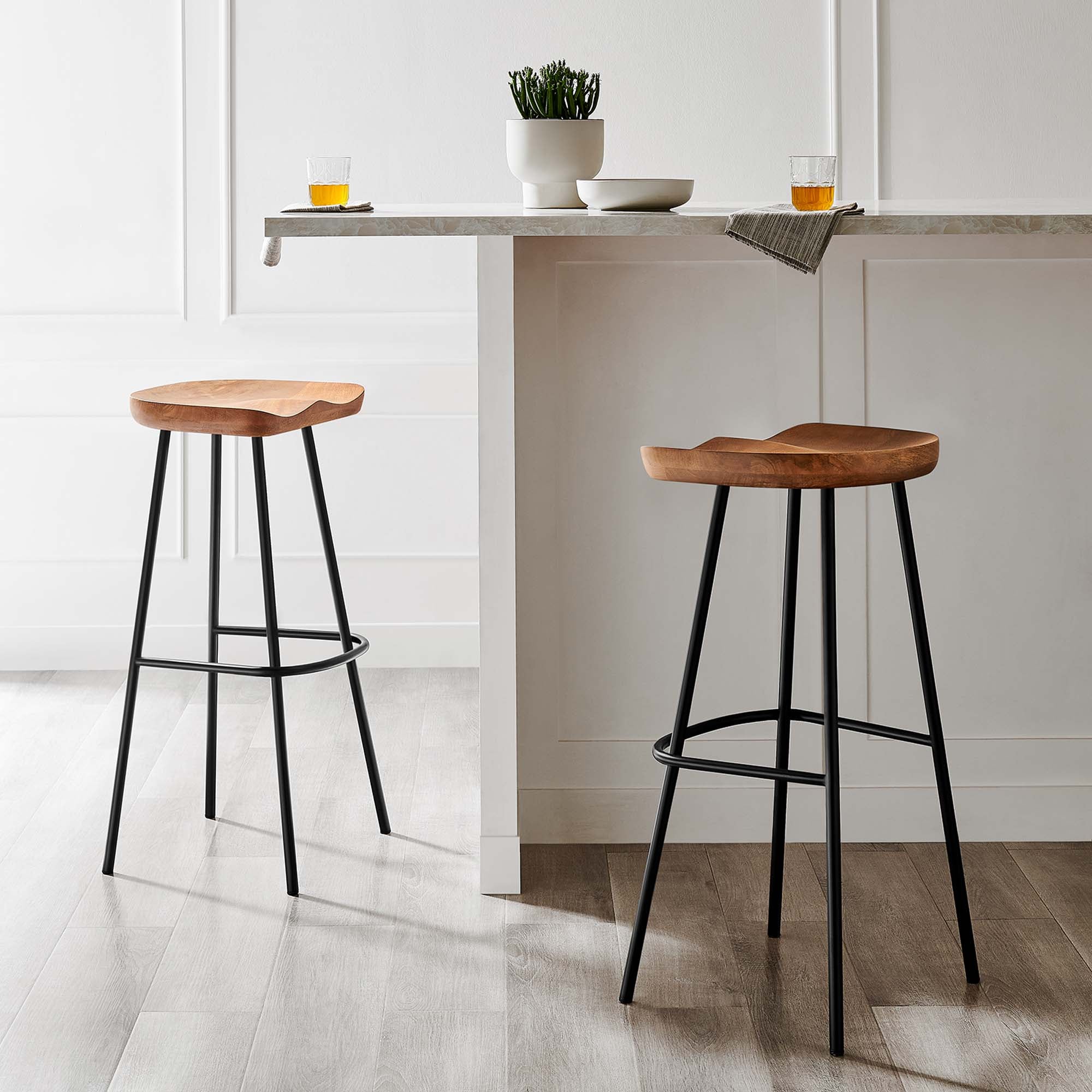Concord Backless Wood Bar Stools Set of 2, Walnut