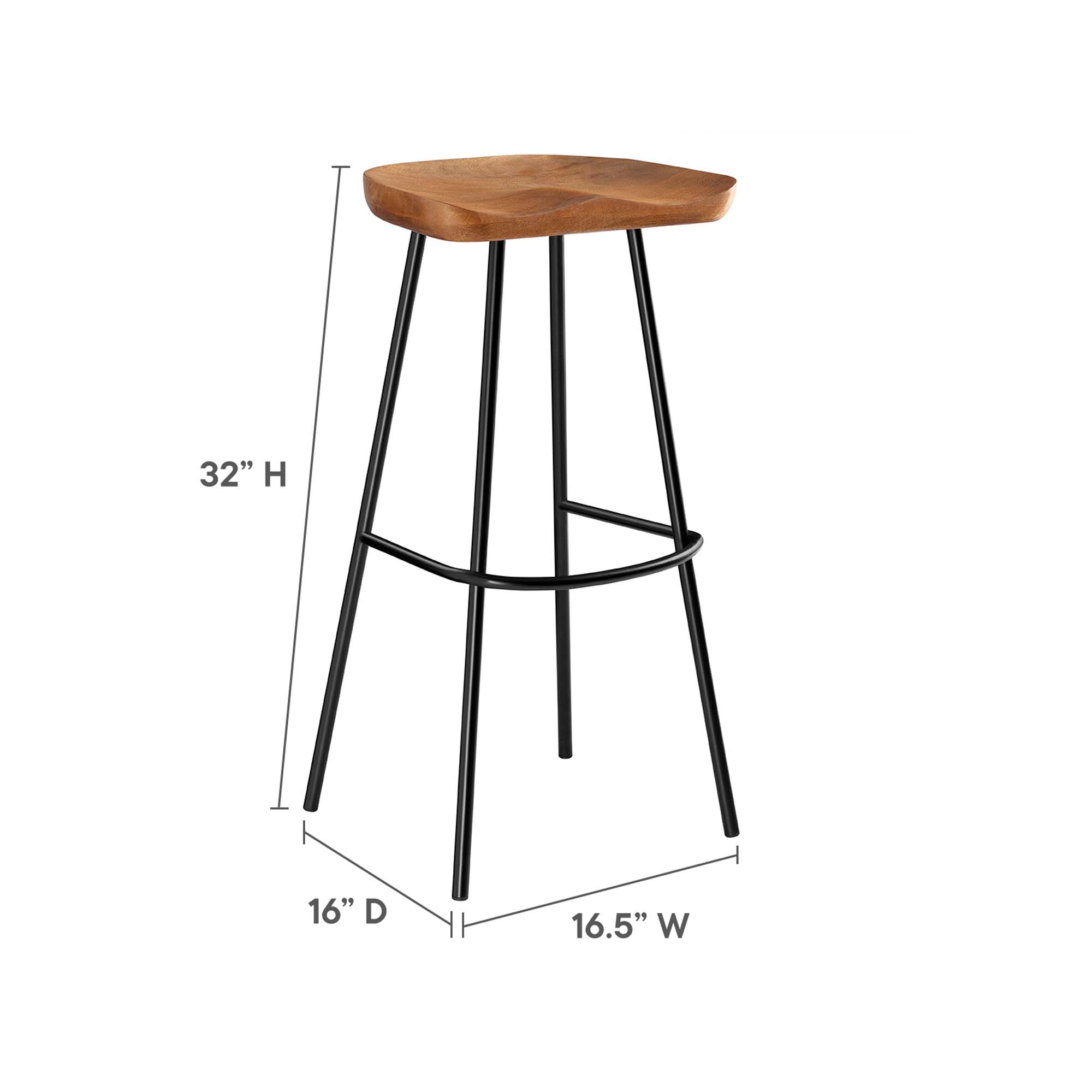 Concord Backless Wood Bar Stools Set of 2, Walnut