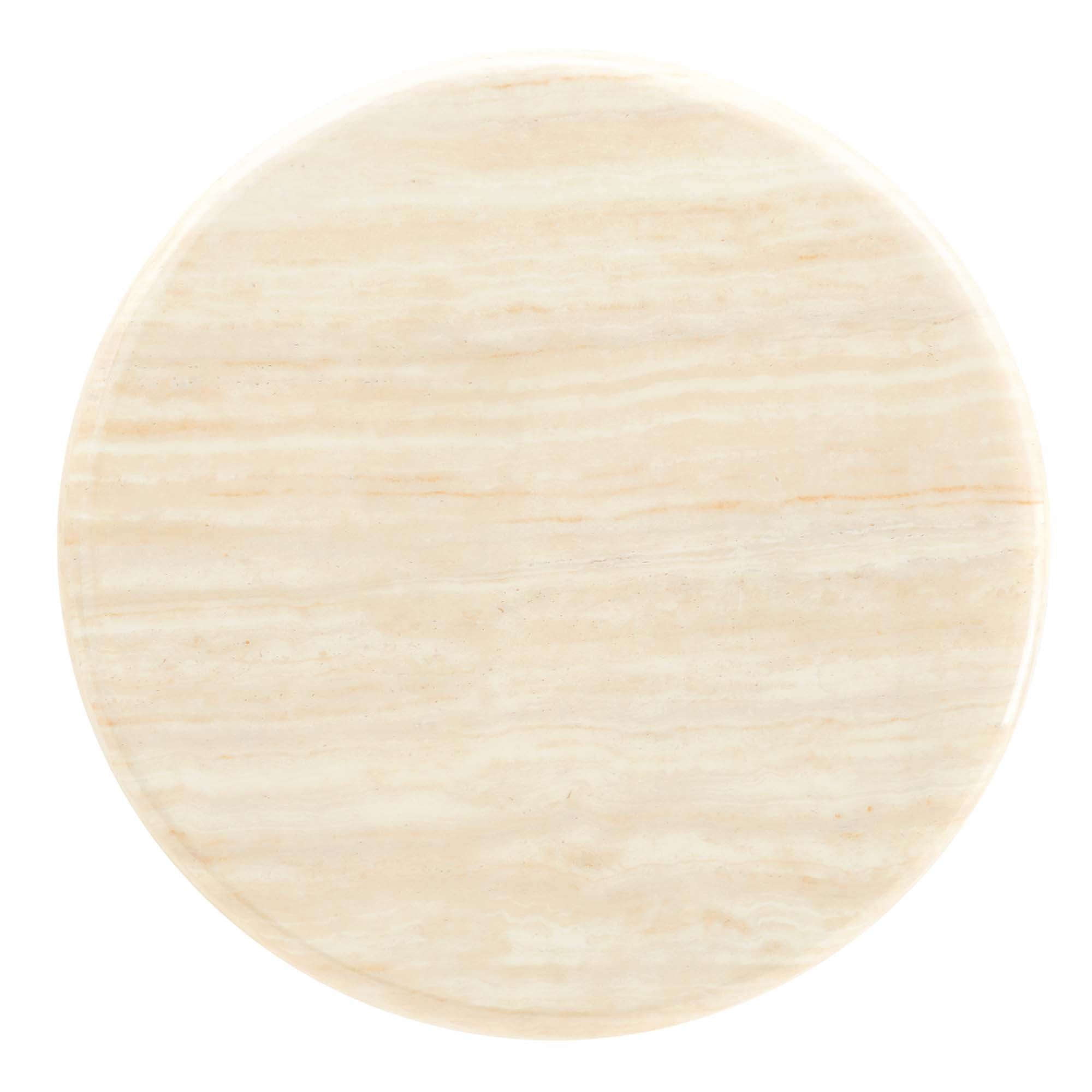 Lippa 20" Round Faux Travertine Side Table, Black Travertine