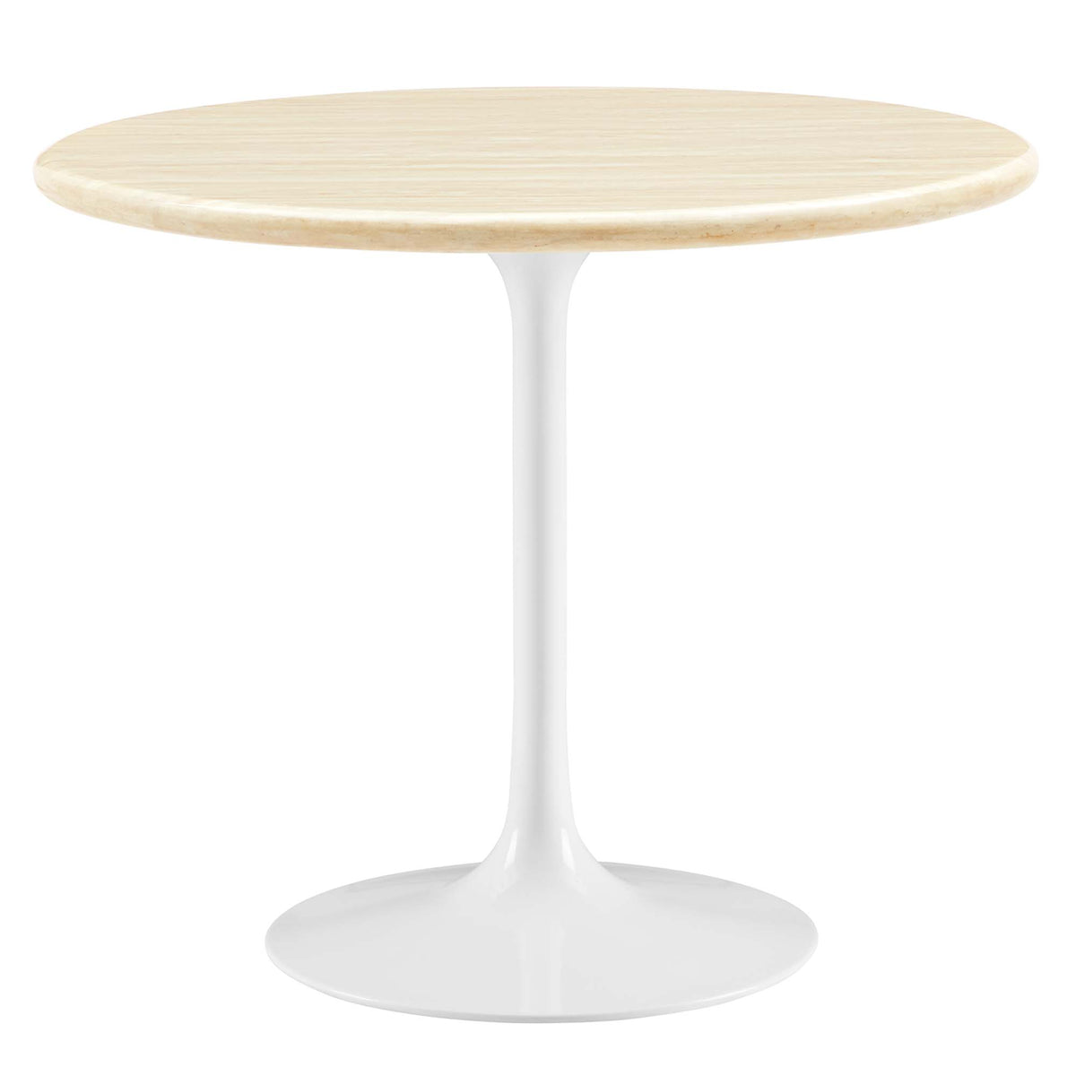 Lippa 36" Round Faux Travertine Dining Table, White Travertine