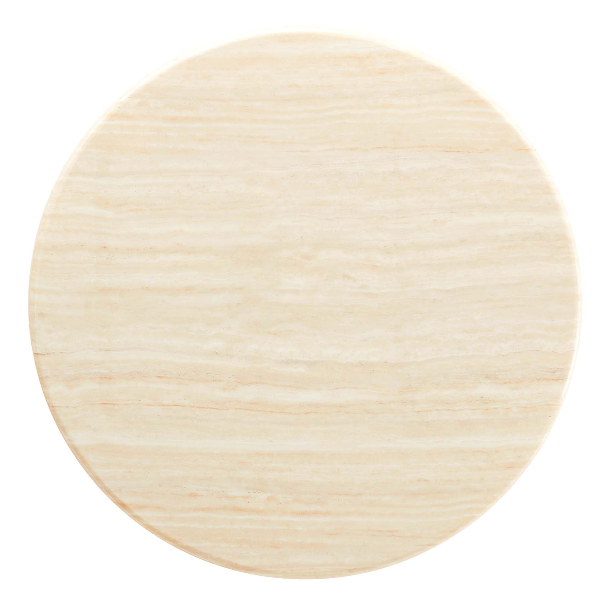 Lippa 36" Round Faux Travertine Coffee Table, Black Travertine