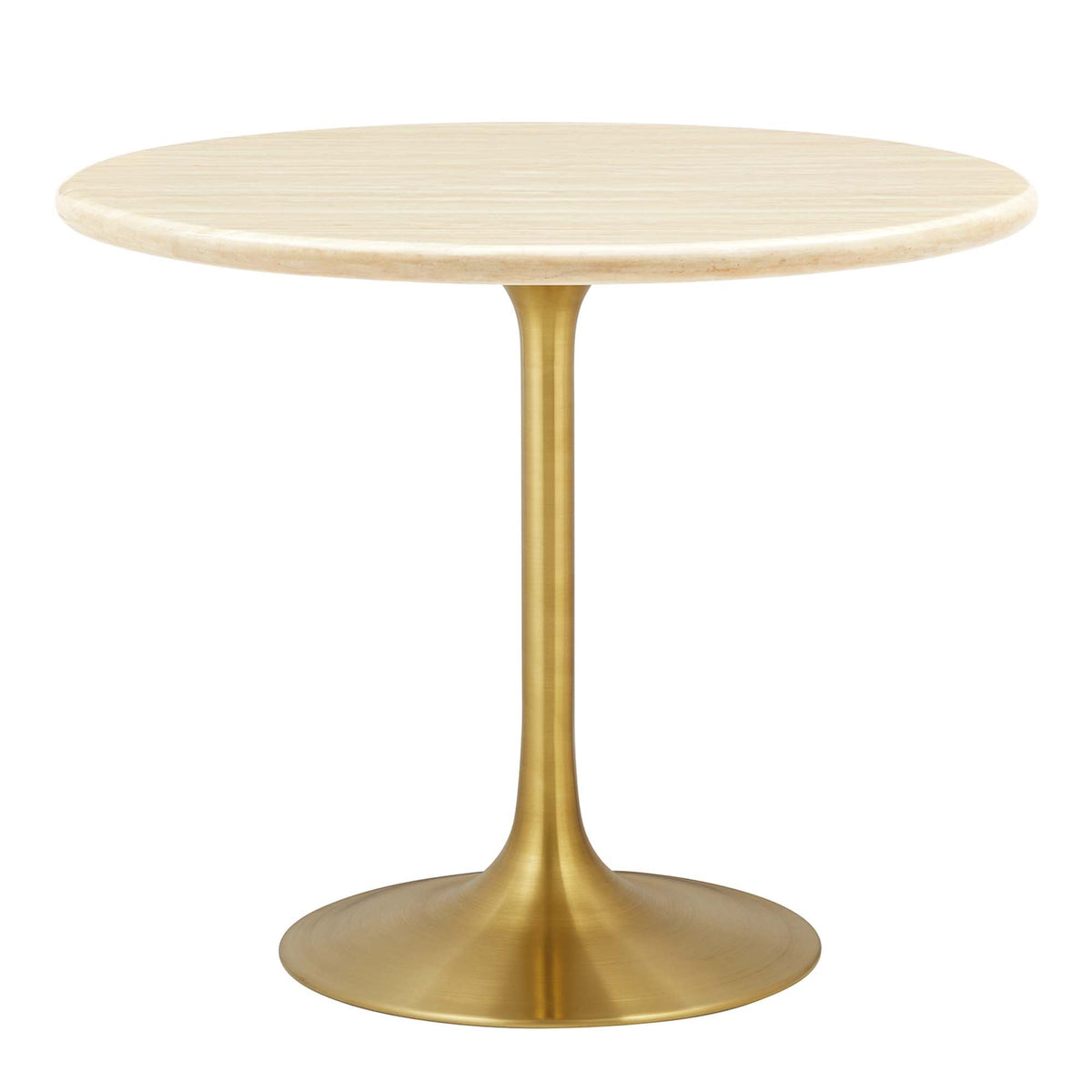 Lippa 36" Round Faux Travertine Dining Table, Gold Travertine