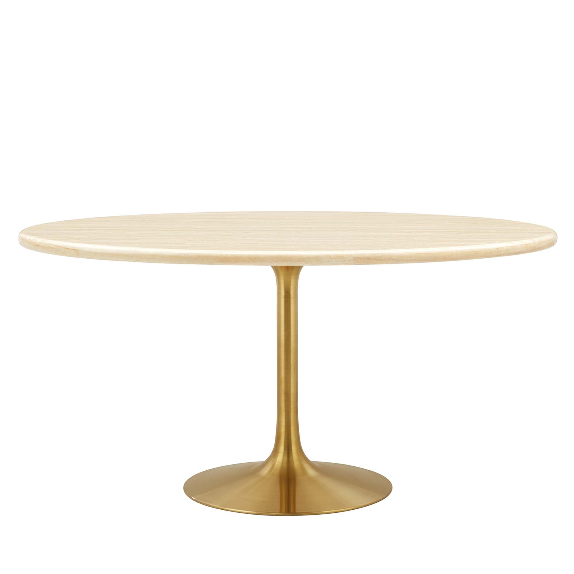 Lippa 60" Oval Faux Travertine Dining Table, Gold Travertine