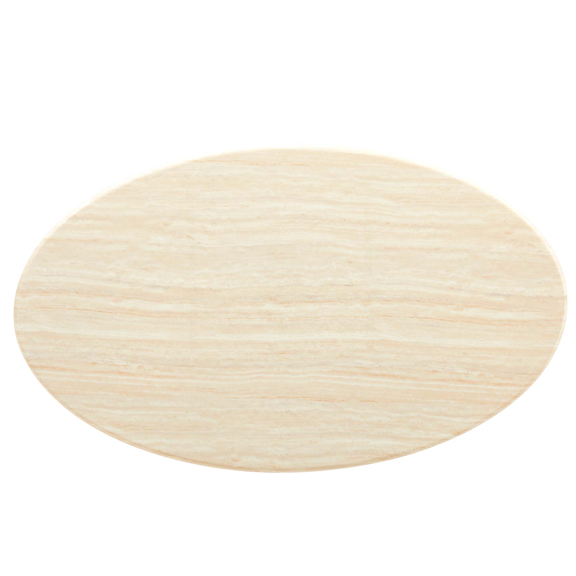 Lippa 60" Oval Faux Travertine Dining Table, Gold Travertine