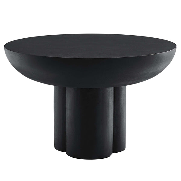 Caspian Round Concrete Coffee Table, Black