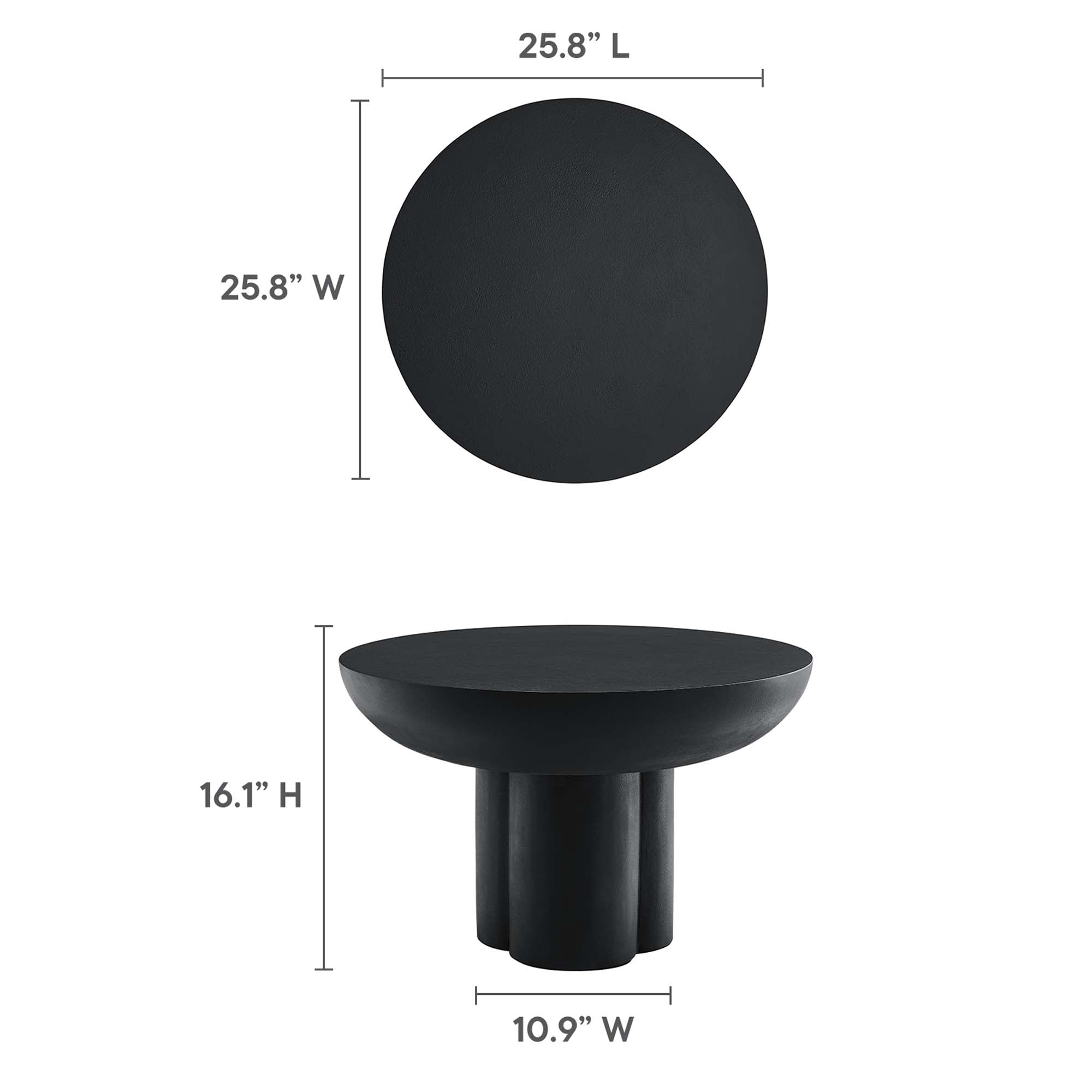 Caspian Round Concrete Coffee Table, Black