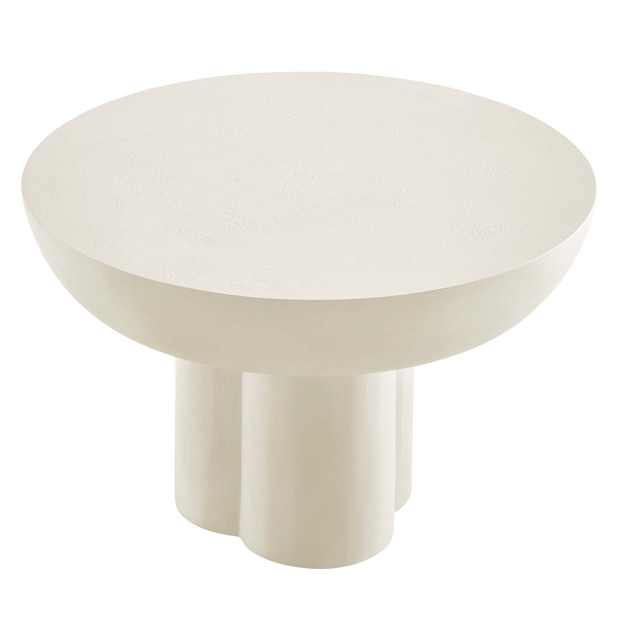 Caspian Round Concrete Coffee Table, White