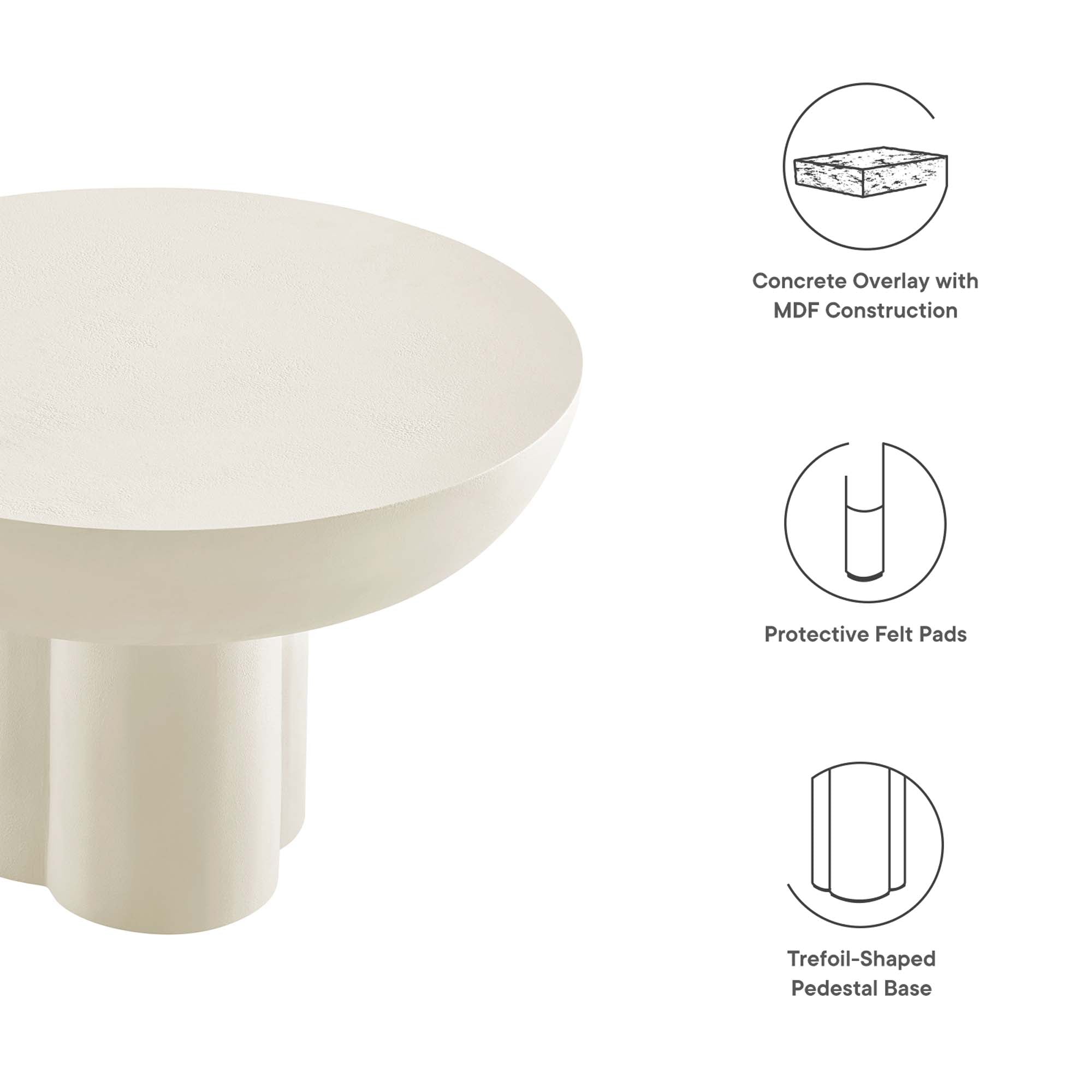 Caspian Round Concrete Coffee Table, White