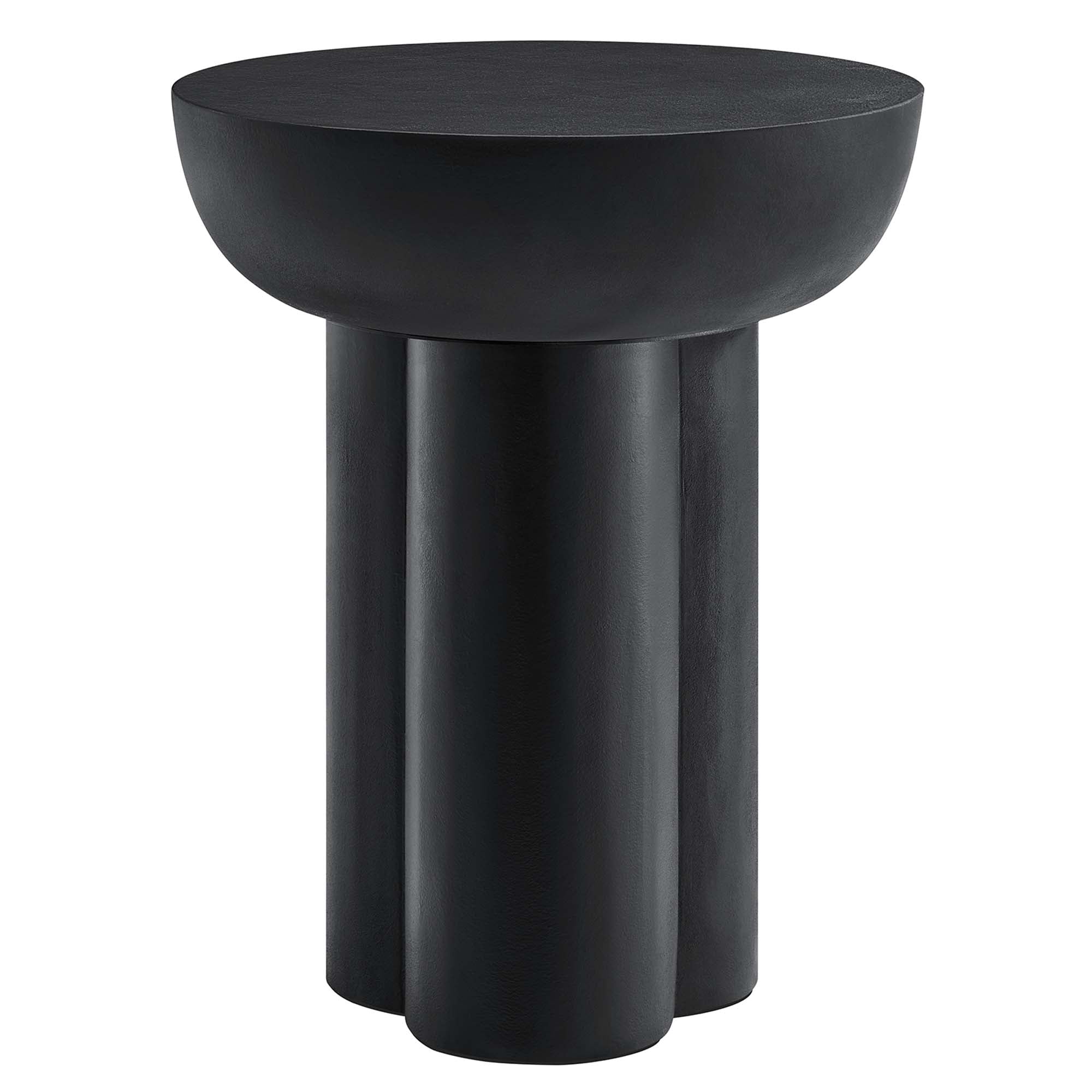Caspian Round Concrete Side Table, Black