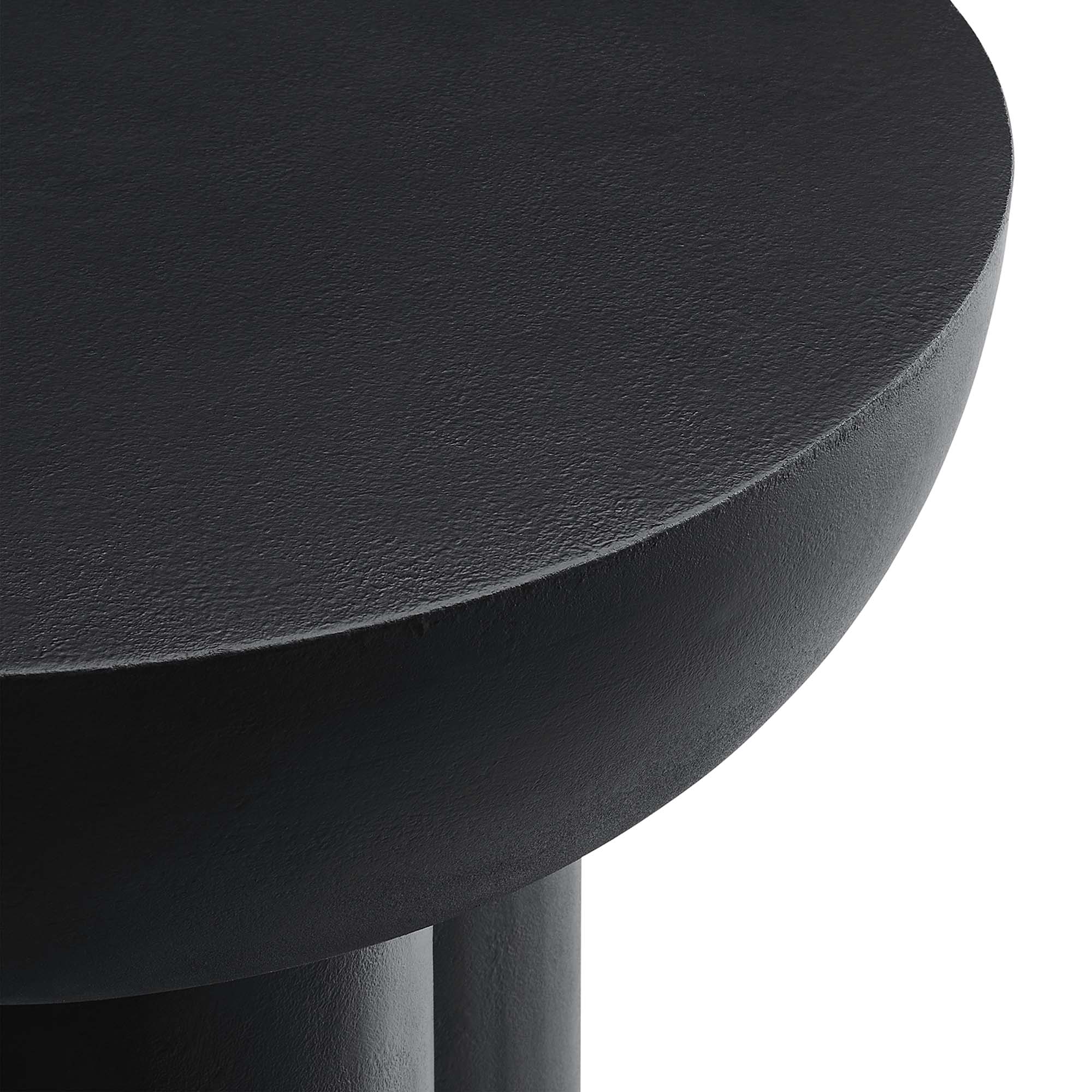 Caspian Round Concrete Side Table, Black