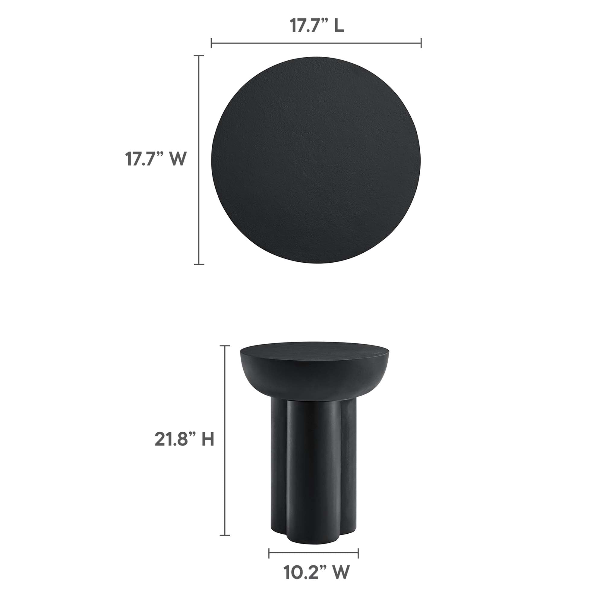 Caspian Round Concrete Side Table, Black